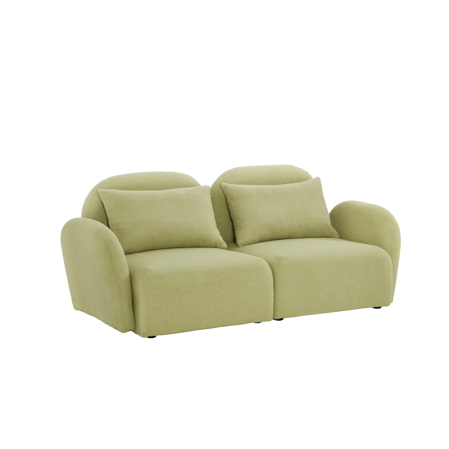 Living Room Furniture Lazy Sofa Loveseat Teddy Fabric Light Green