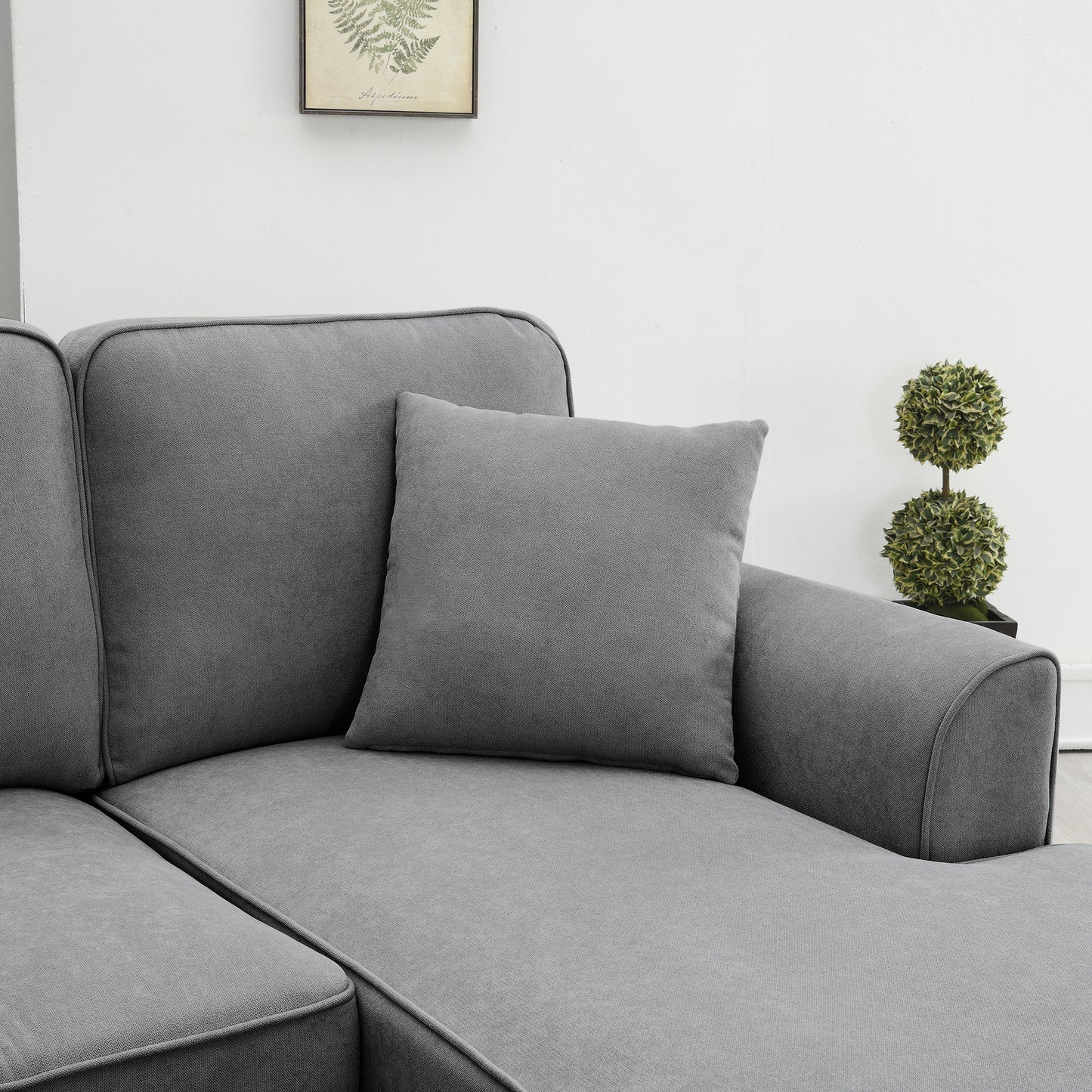 Modern U Shape Sectional Sofa Set with 3 Pillows, 7 Seat Fabric Sectional Sofa for Living Room, Apartment, Office