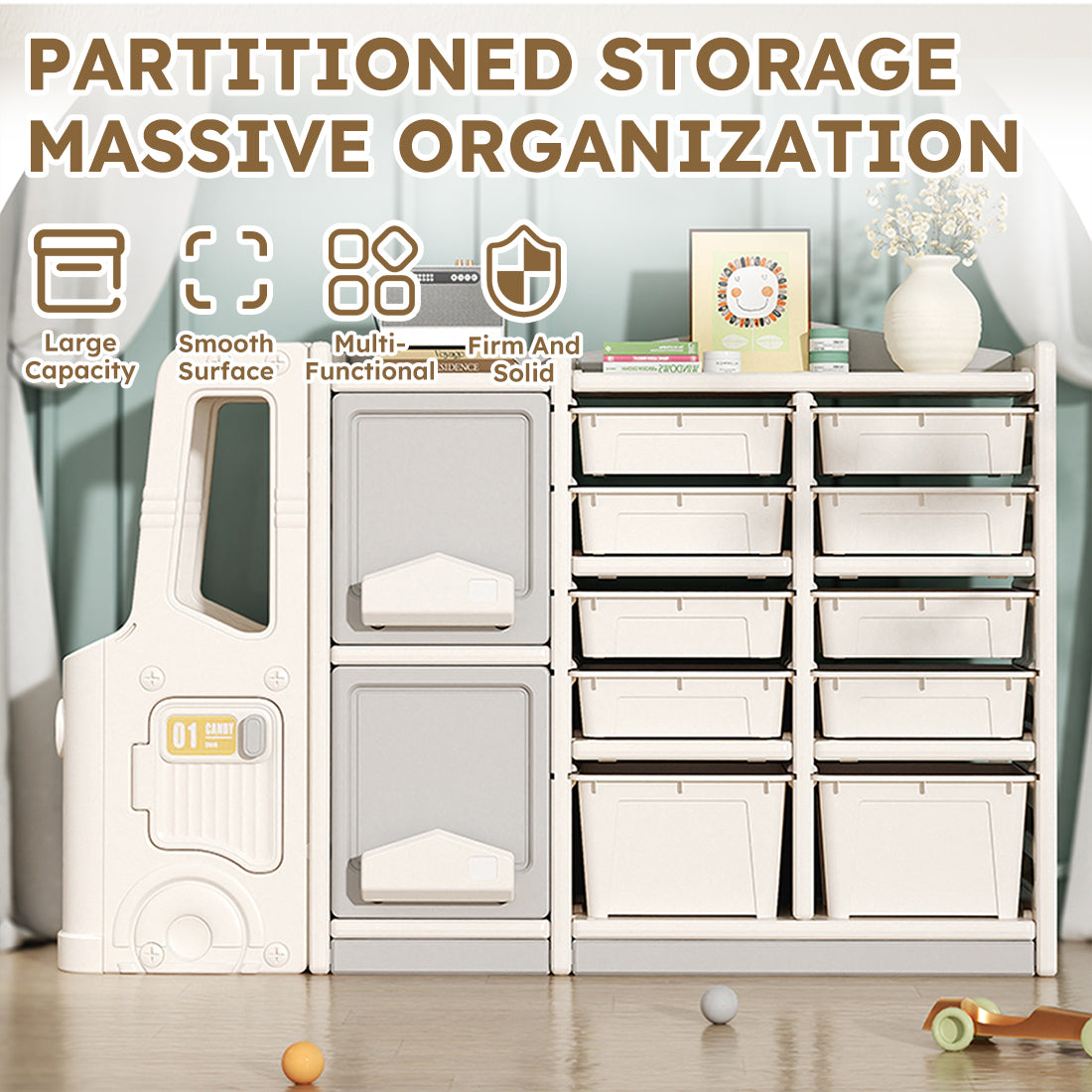 Kids' Multi-Functional Toy Storage Cabinets