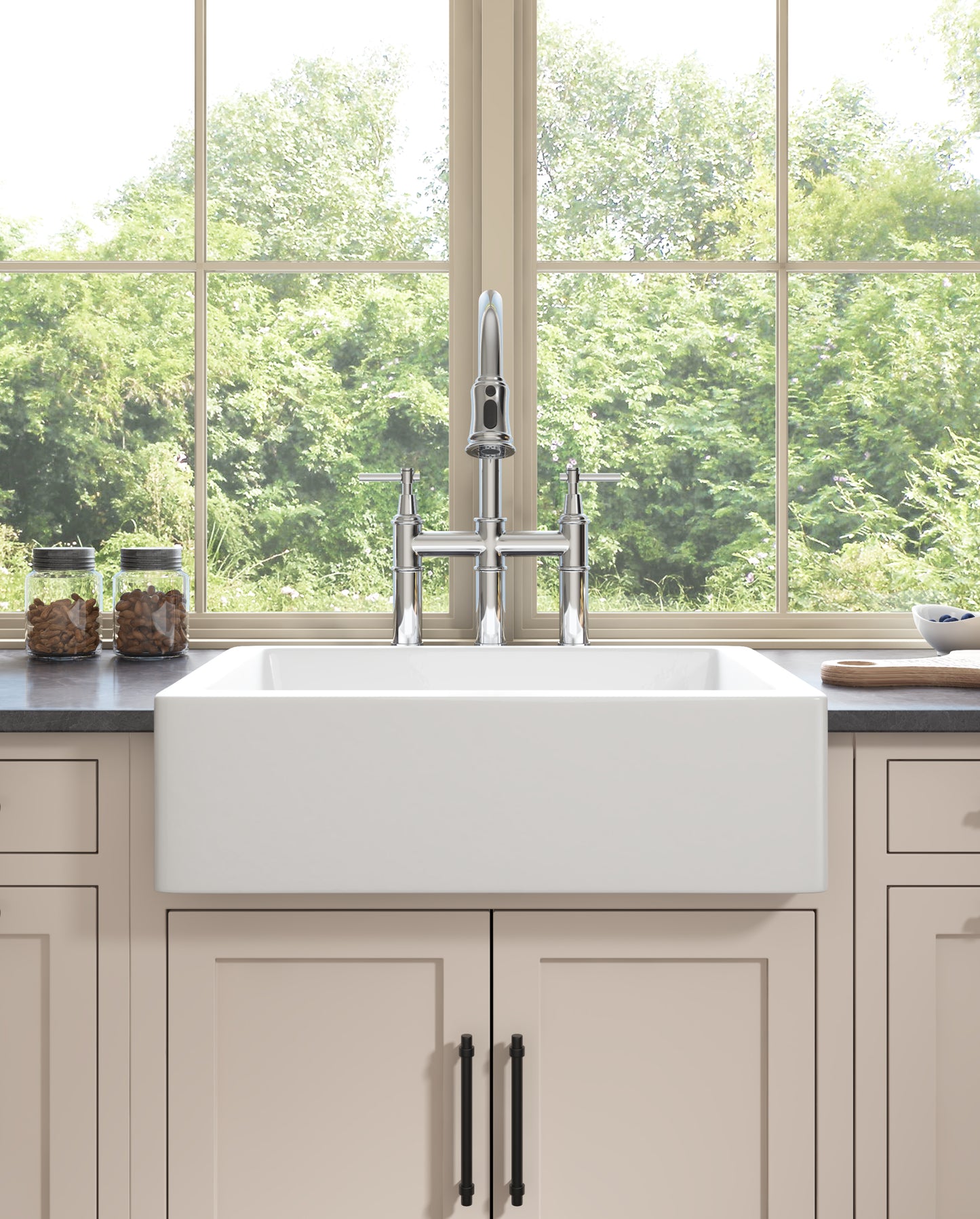 Farmhouse/Apron Front White Ceramic Kitchen Sink with Timeless Elegance