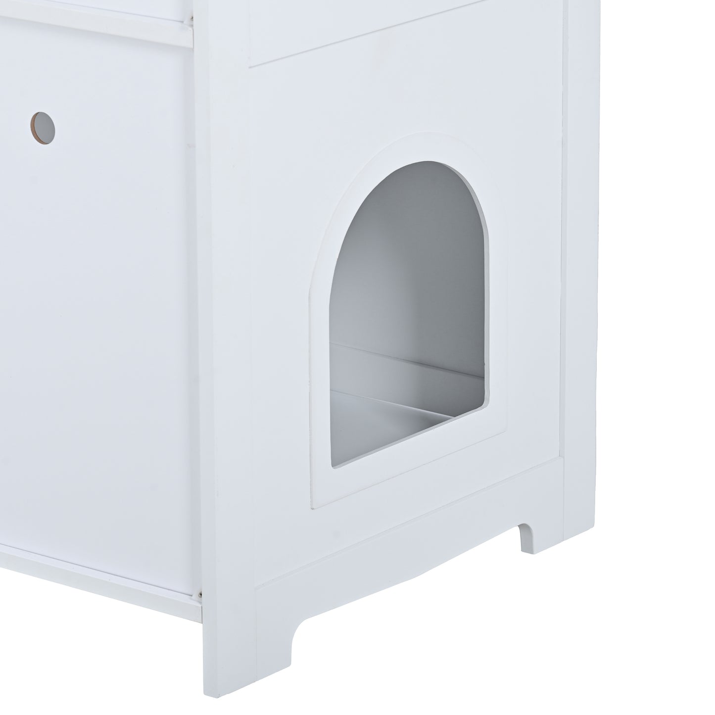 Litter Box Enclosure, Cat Litter Box Furniture with Hidden Plug, 2 Doors,Indoor Cat Washroom Storage Bench Side Table Cat House, Large Wooden Enclused Litter Box House, White