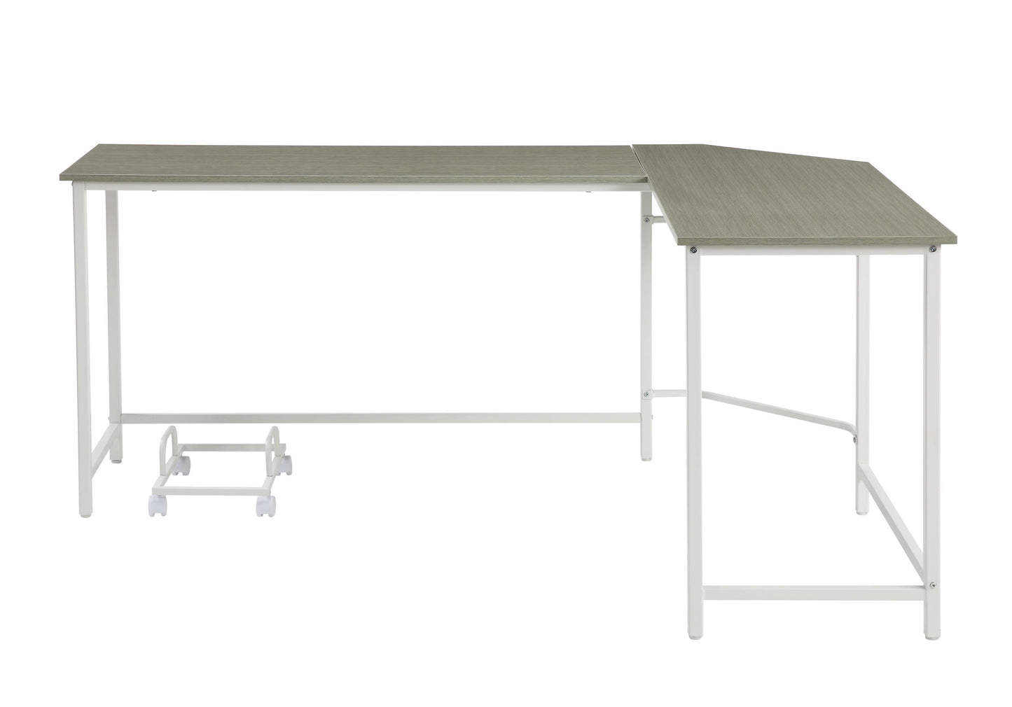 Dazenus Modern Gray and White L-Shaped Computer Desk