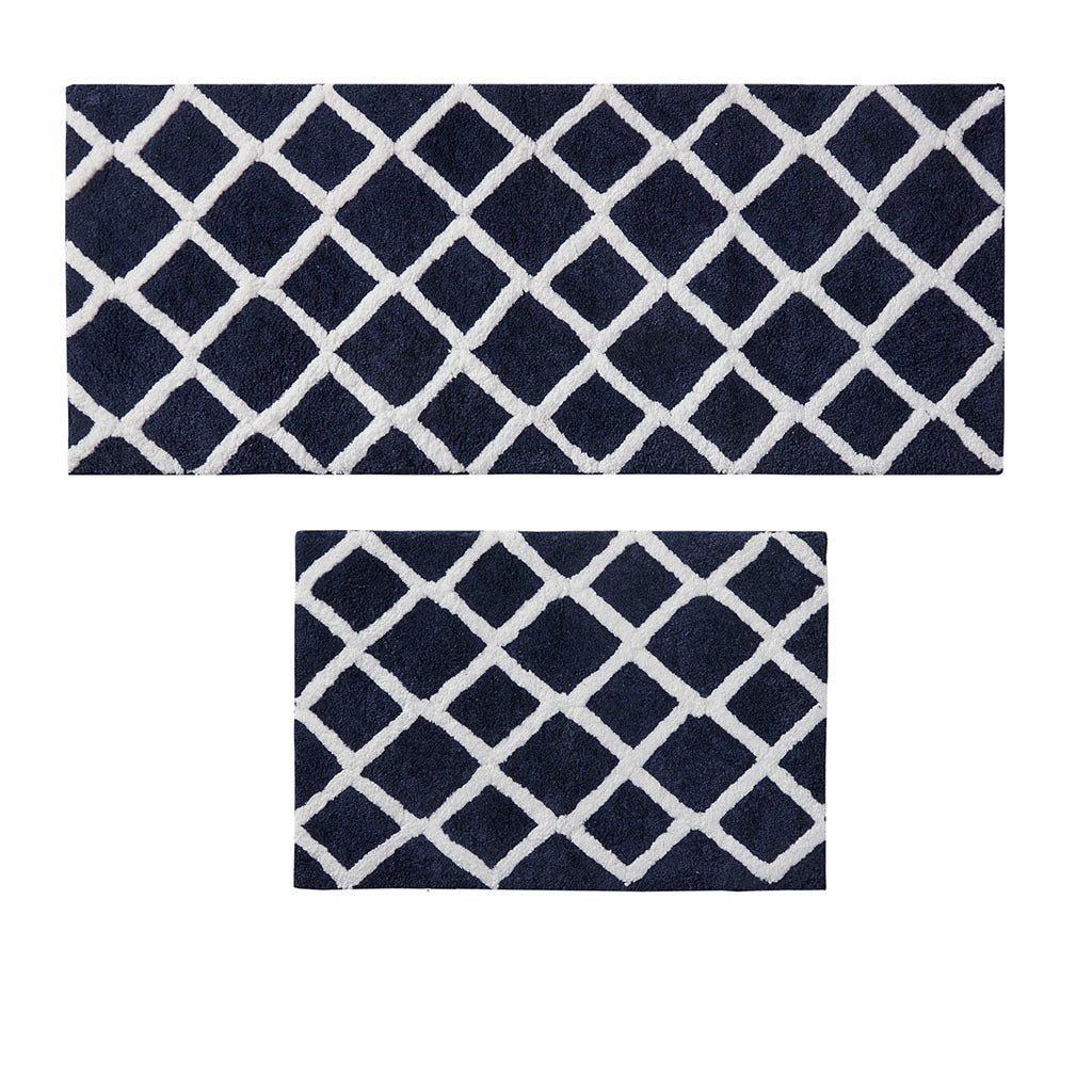 Refined Microfiber Bath Rug with Dual Geometric Design