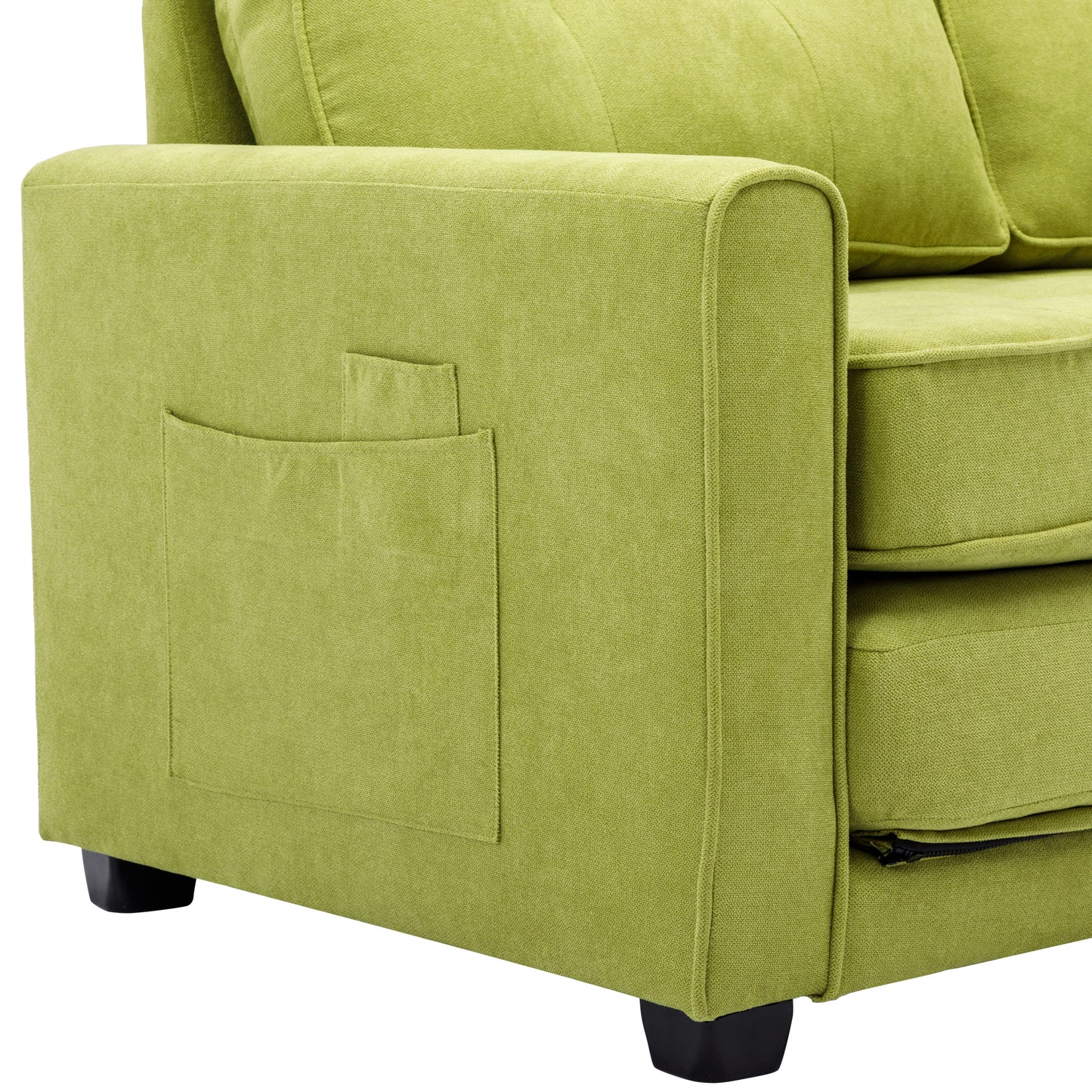 Loveseat Sofa with Pull-Out Bed, Green Chenille Upholstery