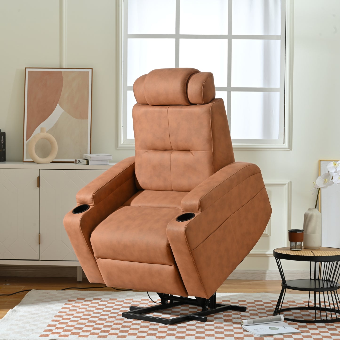 Comfortable Electric Power Lift Recliner Chair for Seniors with USB Charge Port (Orange)