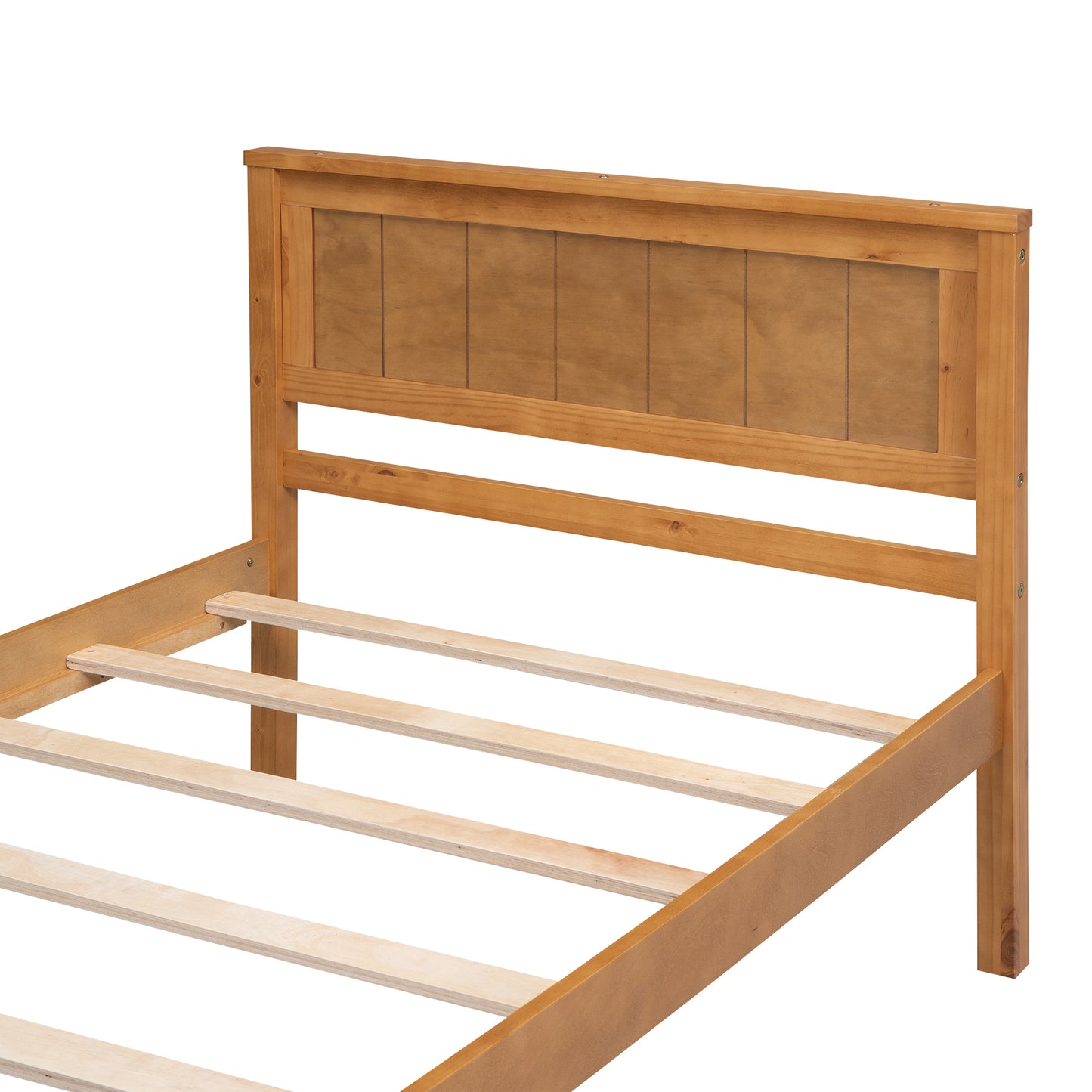 Platform Bed Frame with Headboard , Wood Slat Support , No Box Spring Needed ,Twin,Oak