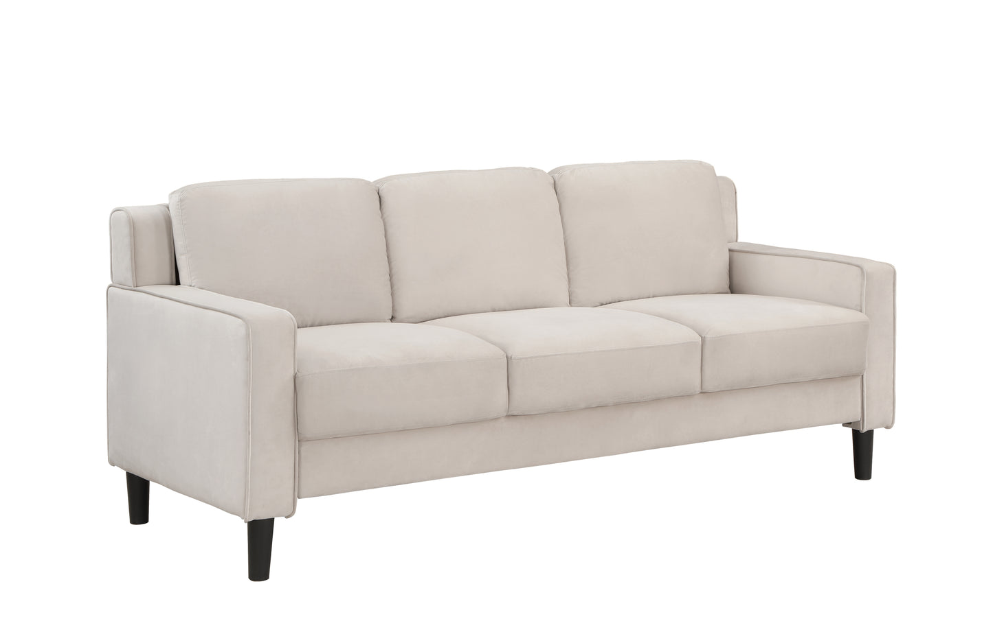 Timeless Beige Velvet Mid-Century Modern 3 Seater Sofa