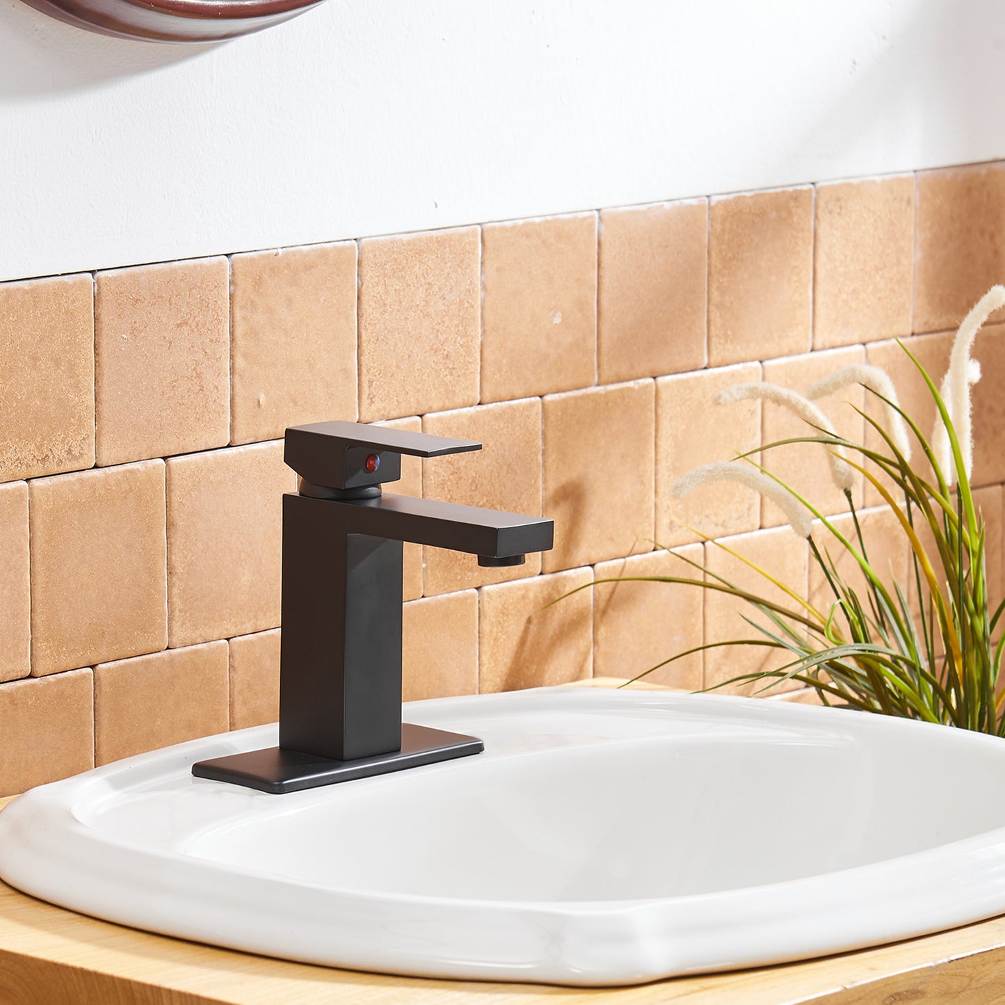 Matte Black Single-Handle Low-Arc Bathroom Faucet with Pop-Up Drain