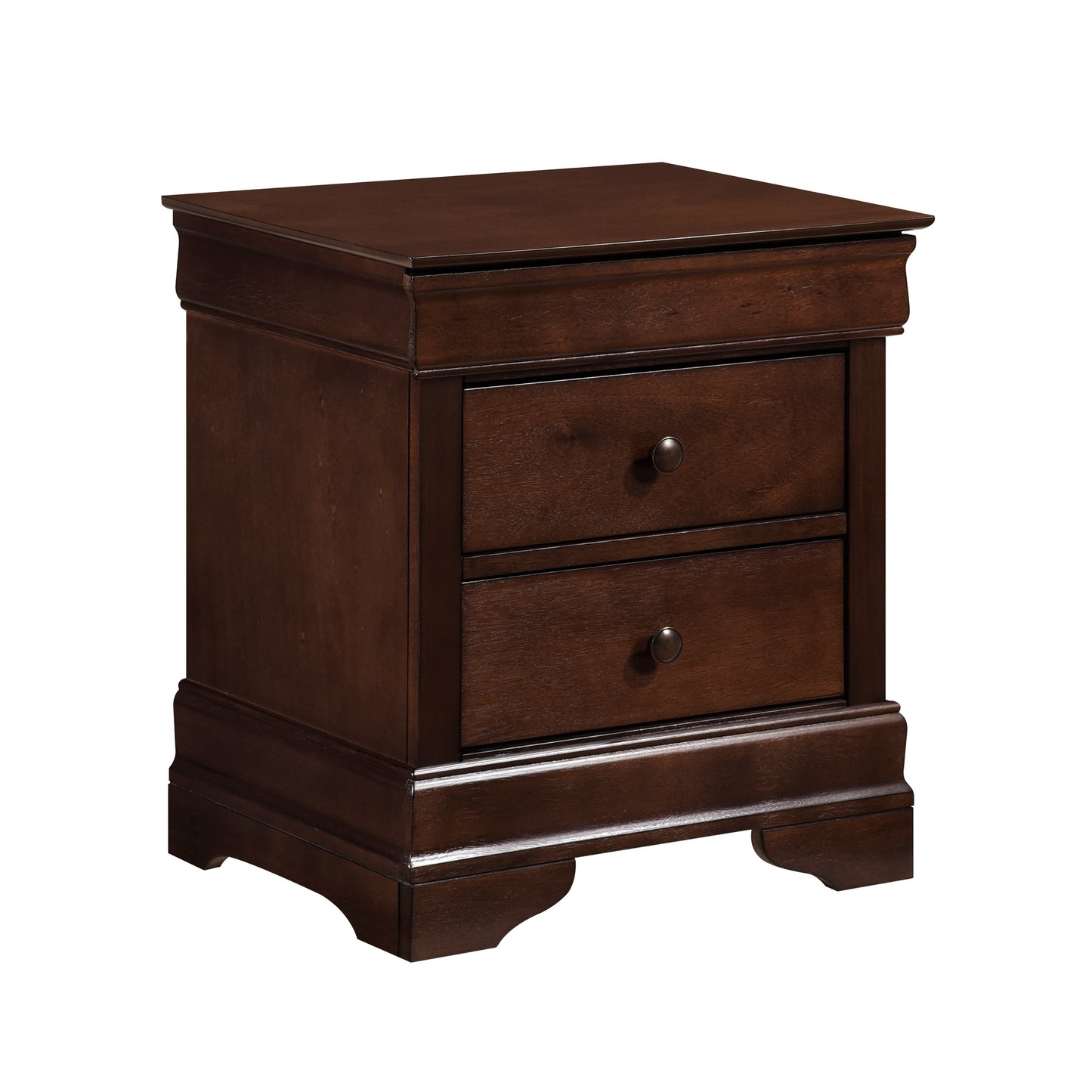 Louis Philippe Style 1pc Nightstand of Drawers Brown Cherry Finish Okume Veneer Bedroom Furniture