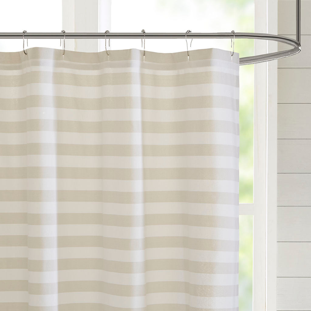 Striped Blended Yarn Dyed Woven Shower Curtain by Madison Park Aviana