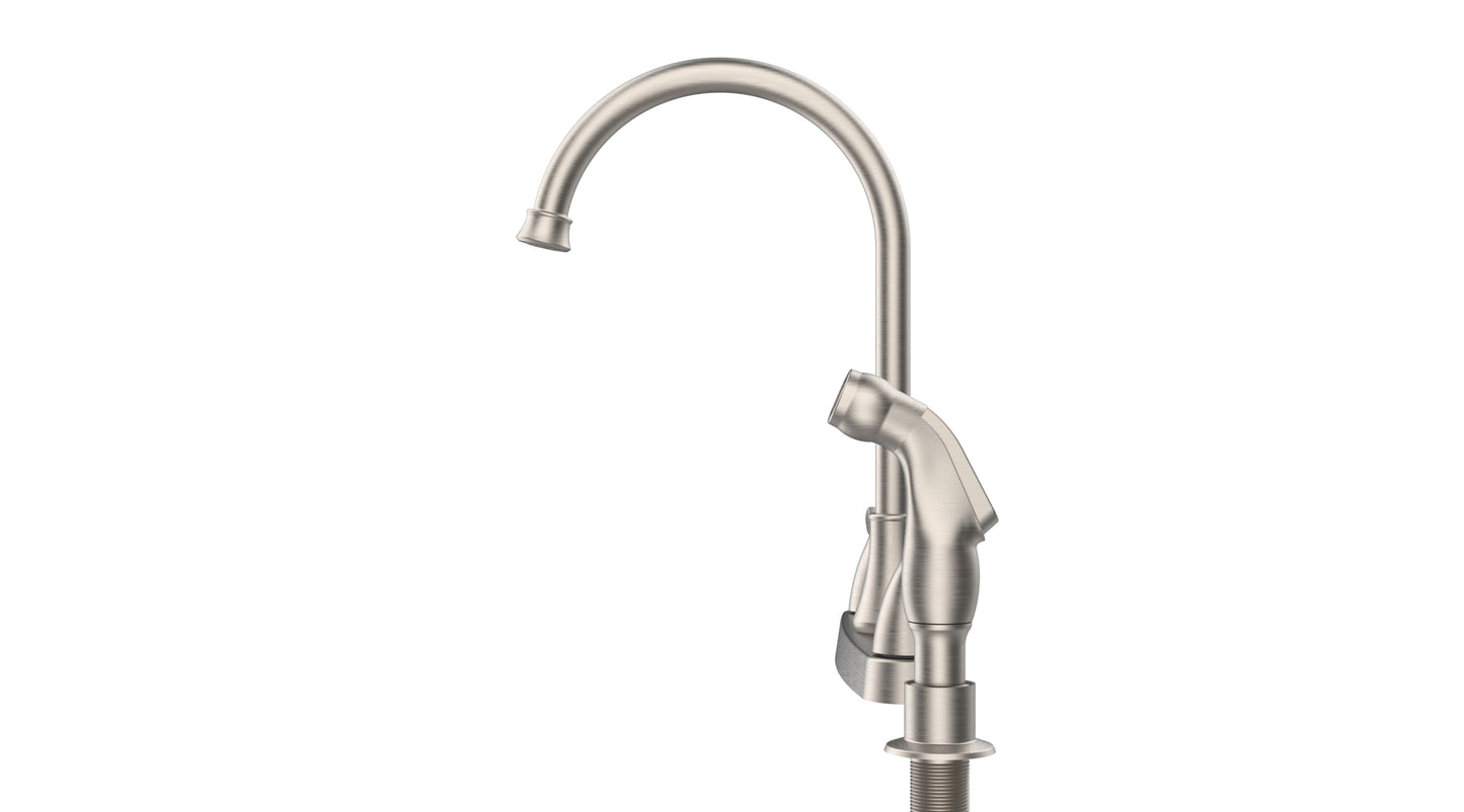 Two-Handle Kitchen Faucet with Pull-Out Side Sprayer, 360 Swivel 304 Stainless steel, 4-hole 8 inch installation, Brushed Nickel