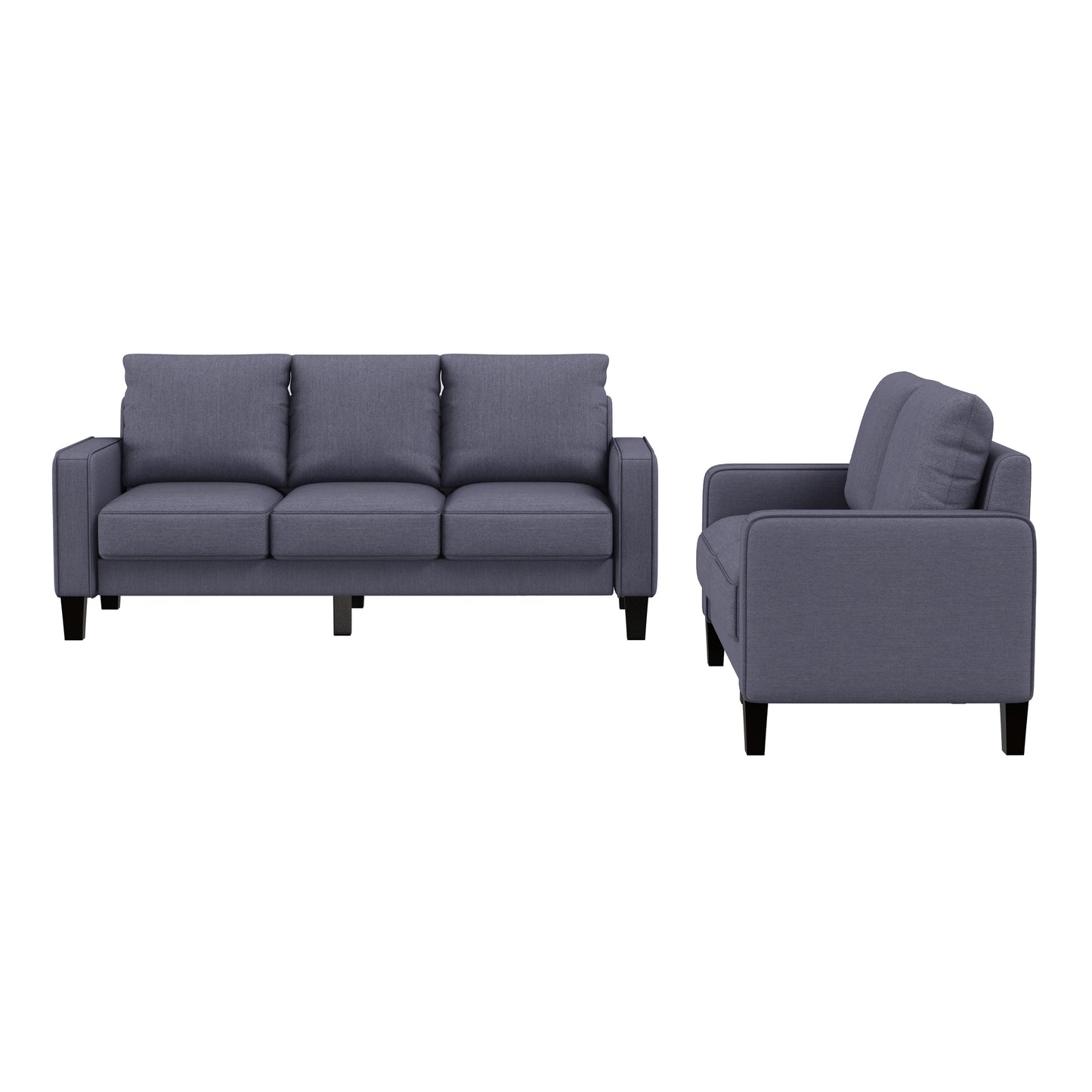 Modern Living Room Furniture Sofa in Dark Grey Fabric 2+3 Seat