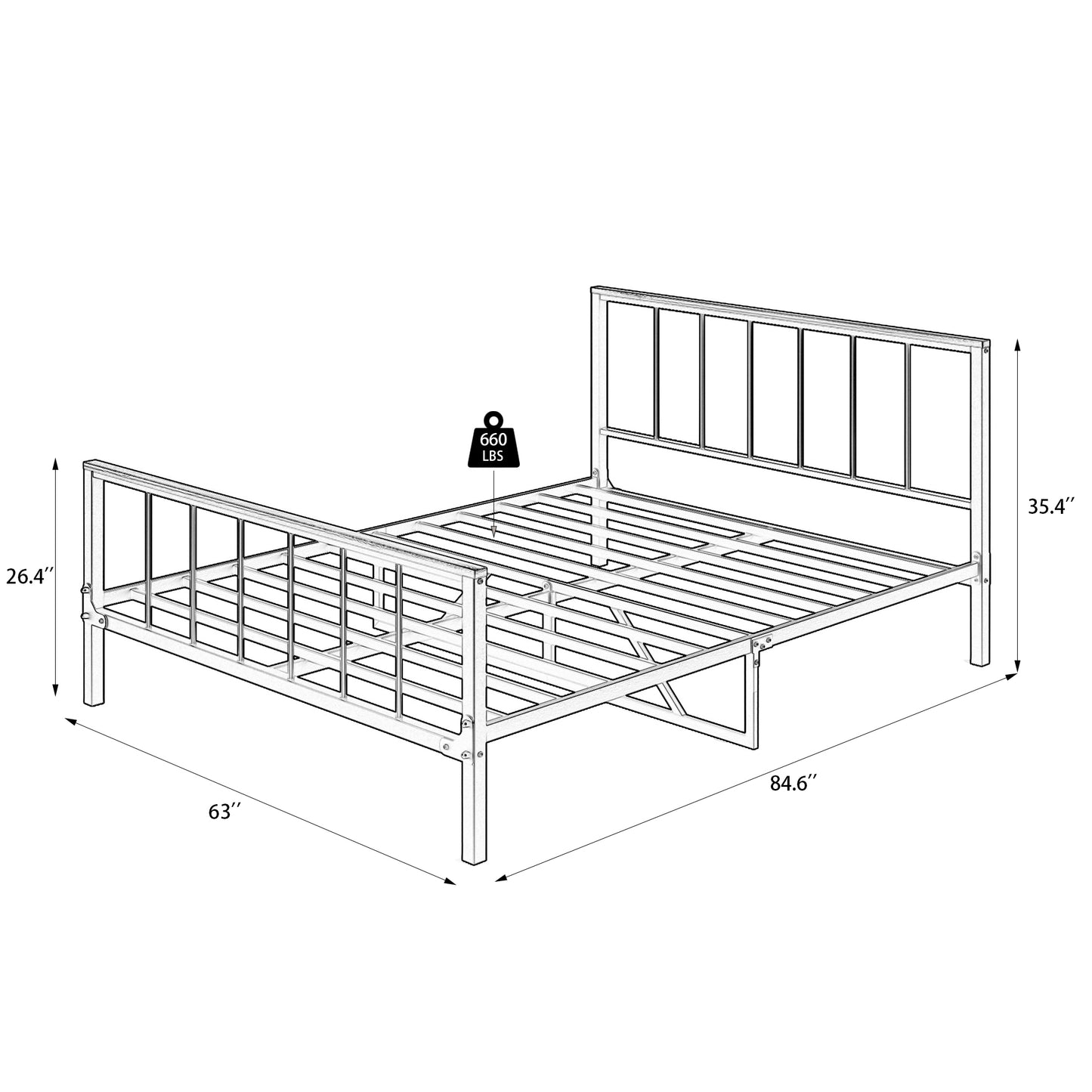 Metal Platform Bed frame with Headboard and Footboard,Sturdy Metal Frame,No Box Spring Needed(Queen)