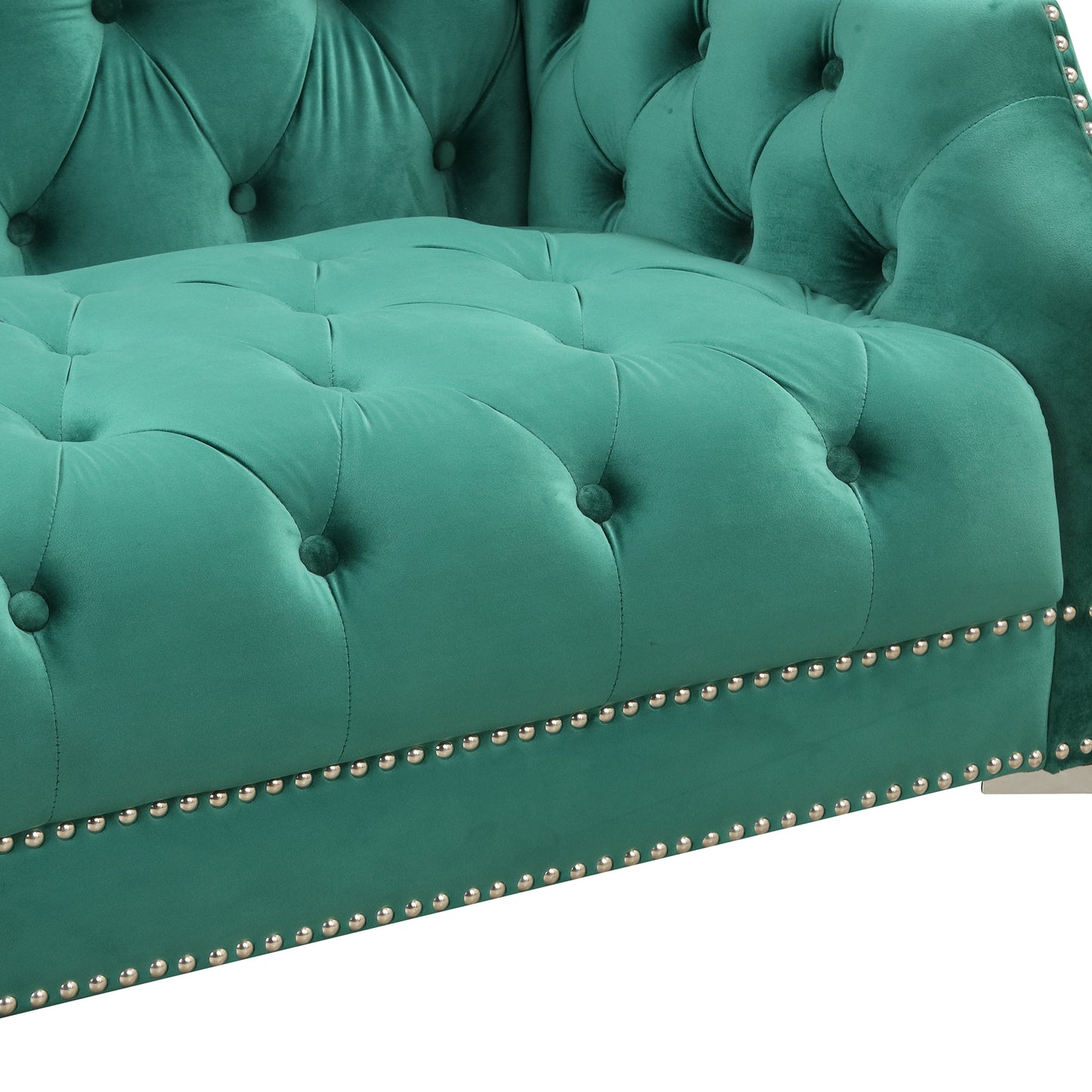 78-Inch Modern Dutch Plush Upholstered Green Sofa with Metal Legs