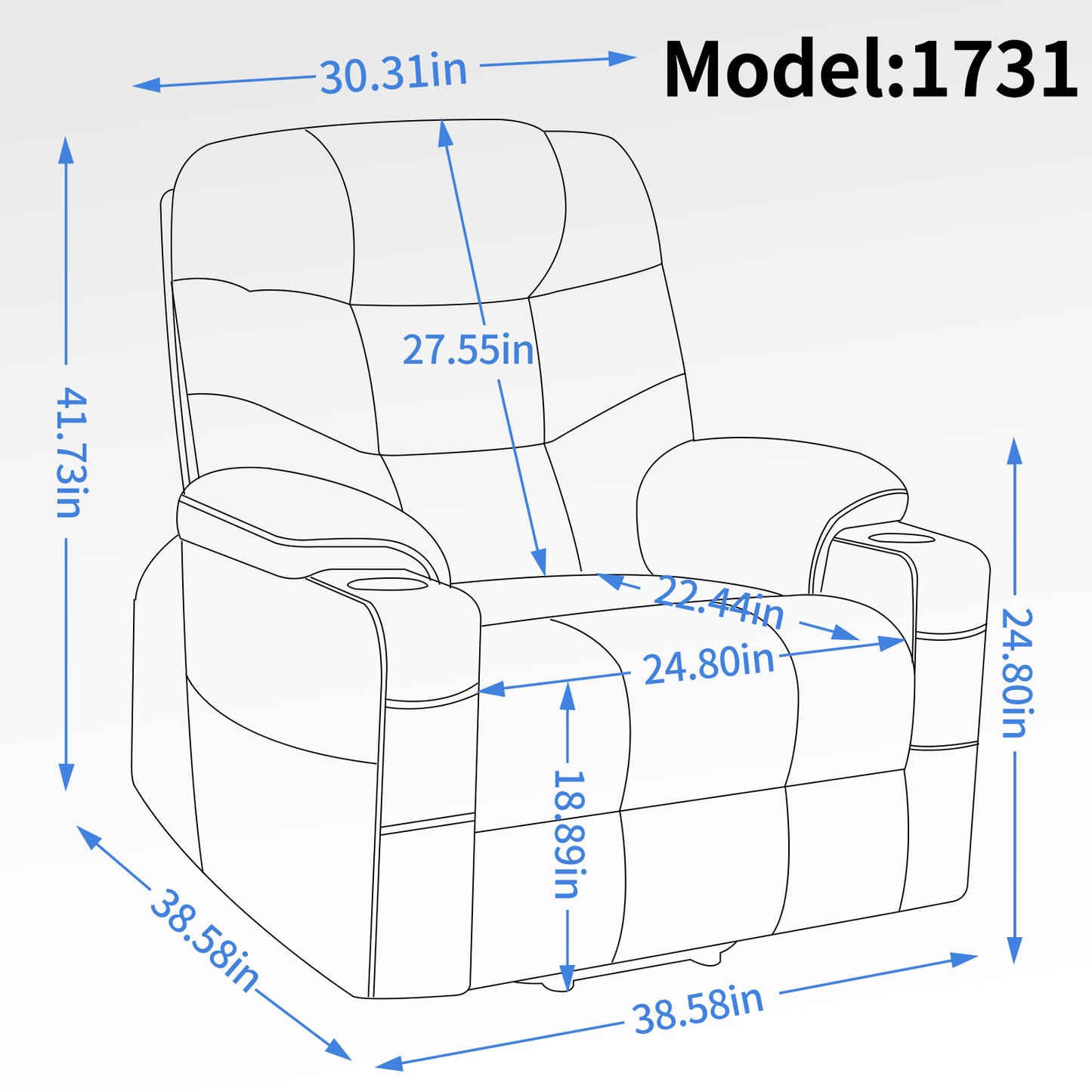 Grey Lift Recliner Chair with Massage, Heat, USB Ports, and Lumbar Support