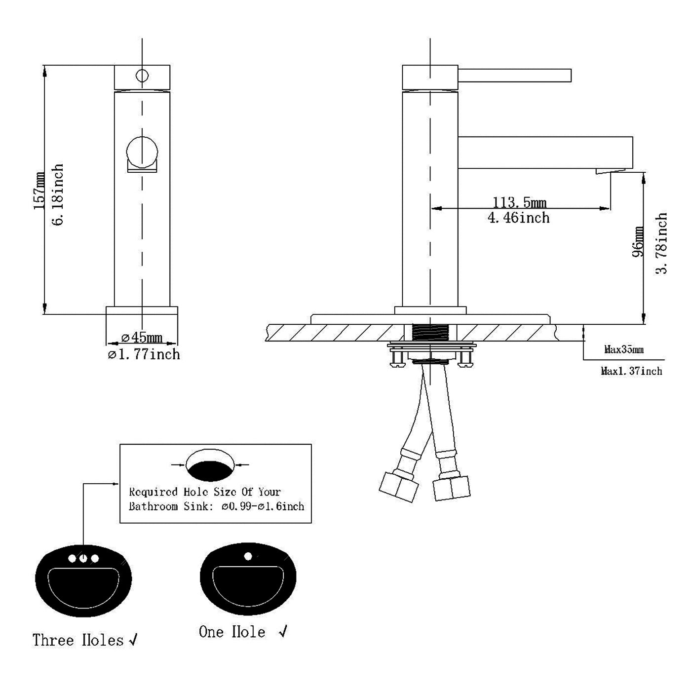 Matte Black Single-Handle Bathroom Faucet with Single Hole