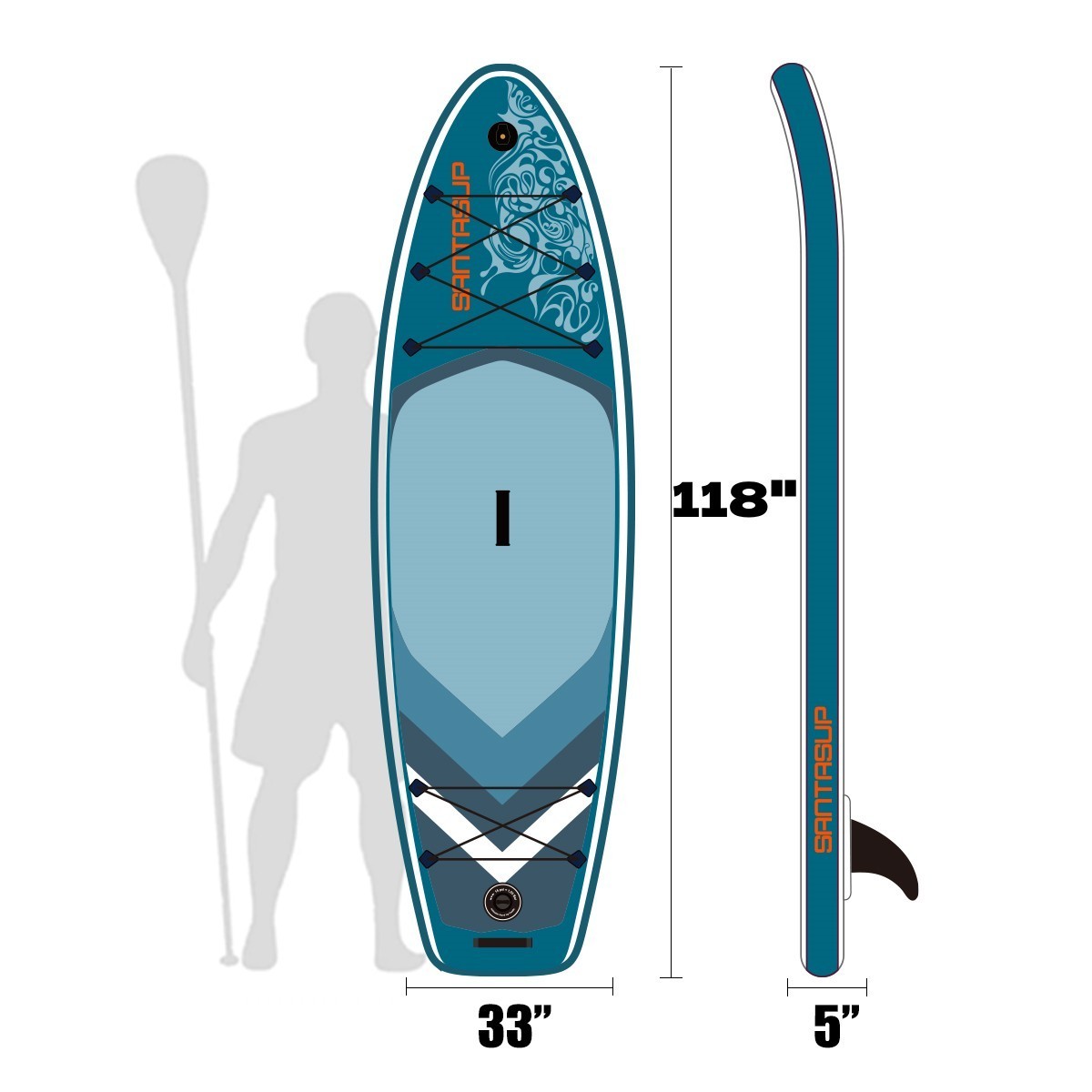 Inflatable Stand Up Paddle Board 9.9'x33"x5" With Premium SUP Accessories & Backpack, Wide Stance, Bottom Fin for Paddling, Paddle, Leash, Surf Control, Non-Slip Deck for Youth & Adult