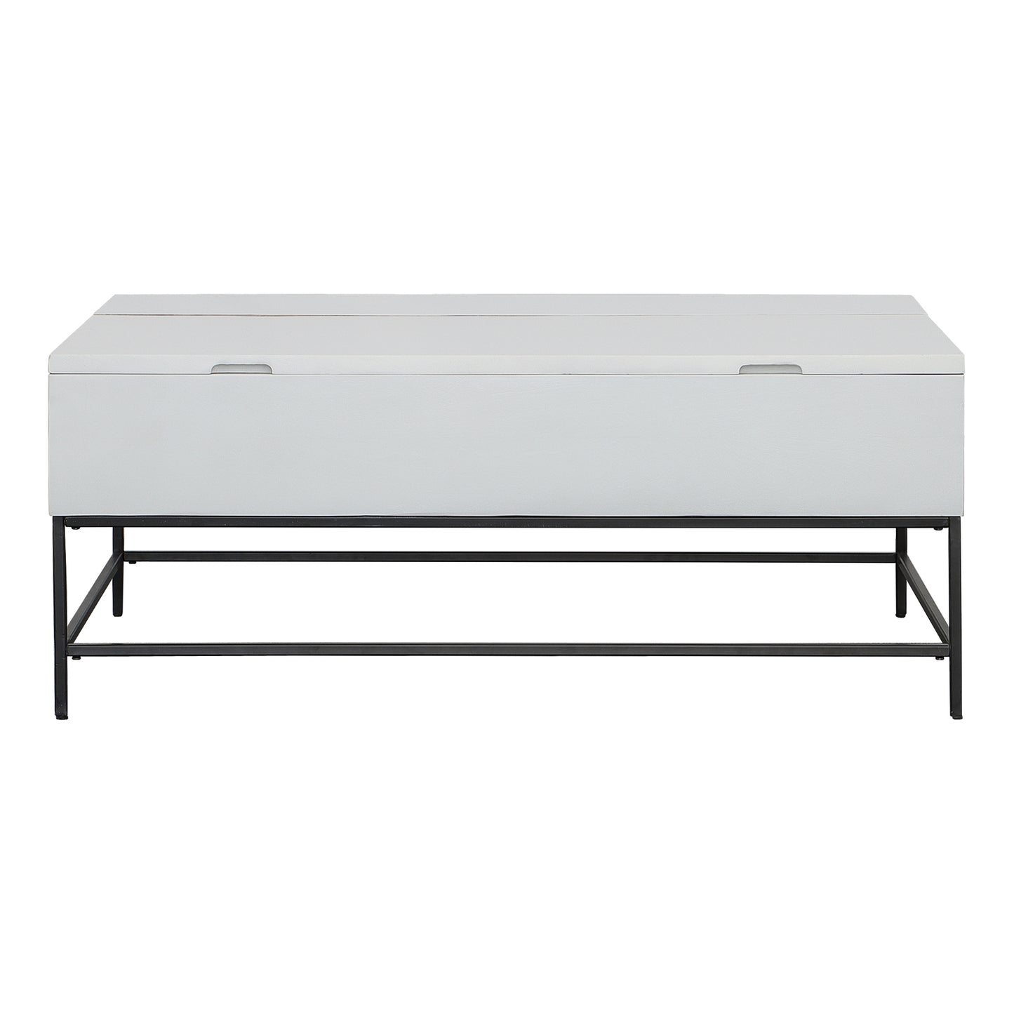 45-inch White and Black Lift-Top Coffee Table crafted from Mango Wood and Iron Frame