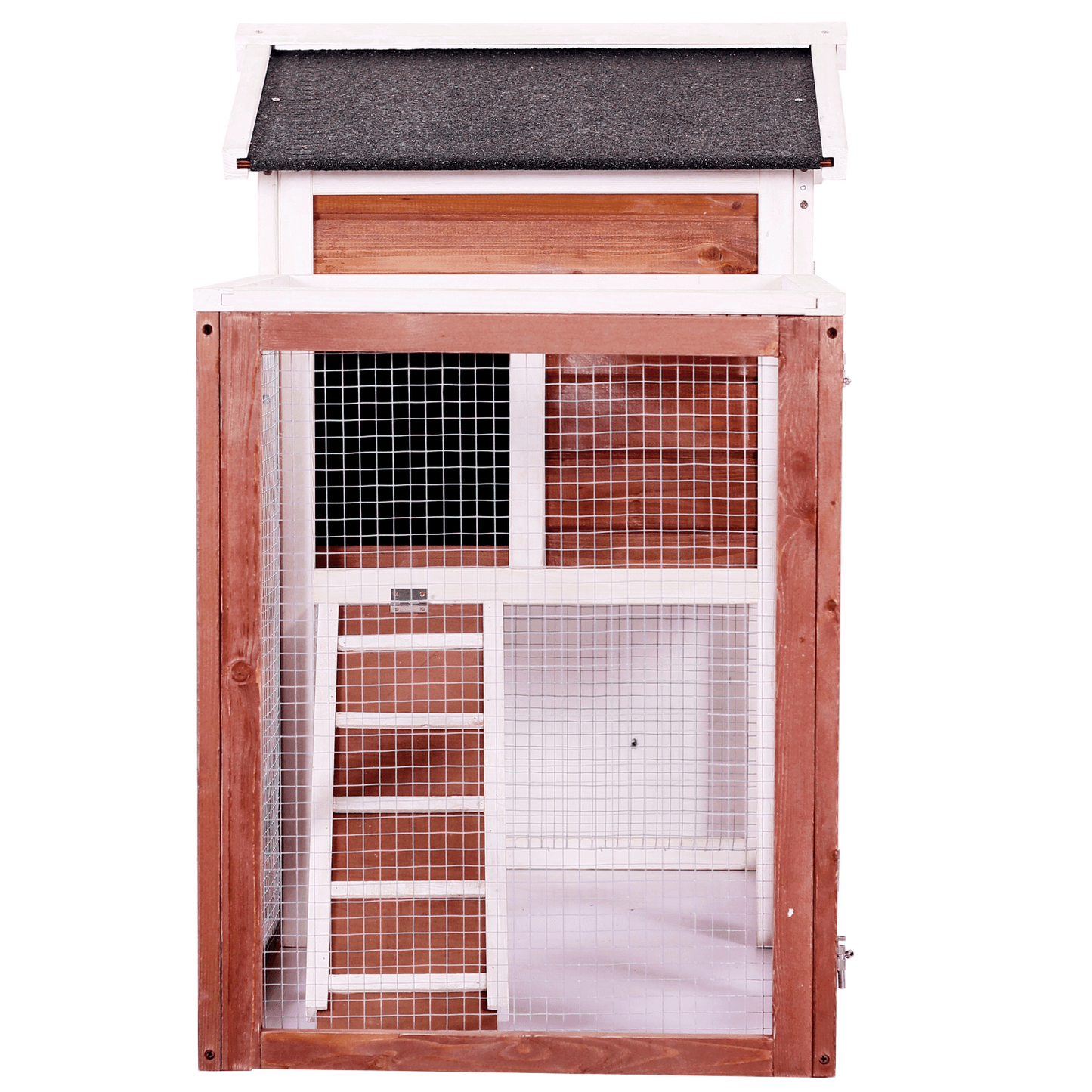 48 in. Large Chicken Coop Wooden Rabbit Hutch Auburn and White