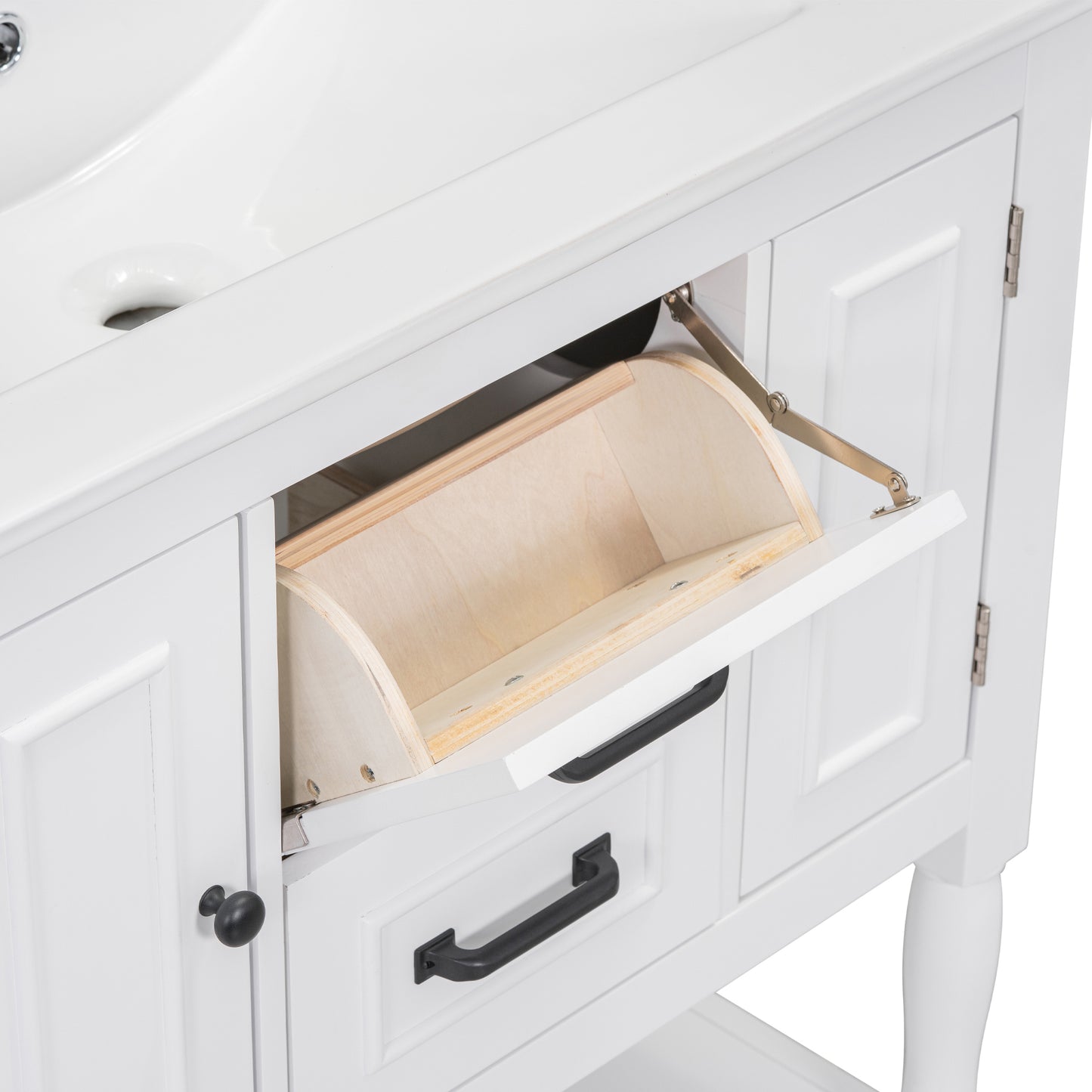 30" Bathroom Vanity with Sink Top, Bathroom Vanity Cabinet with Two Doors and Two Drawers, Solid Wood Frame, One Package, White