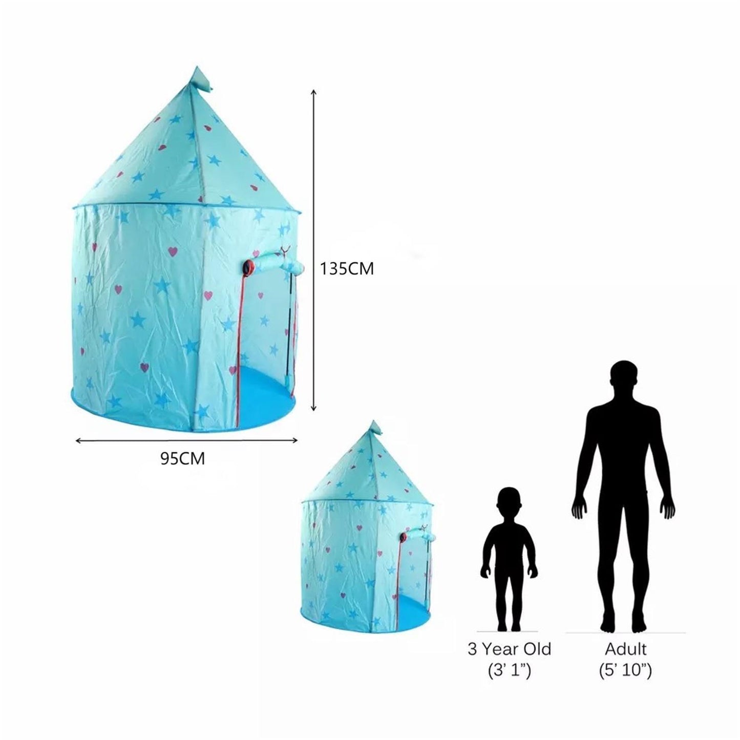 Blue Princess Castle Play Tent for Kids - Foldable Indoor & Outdoor Toy House