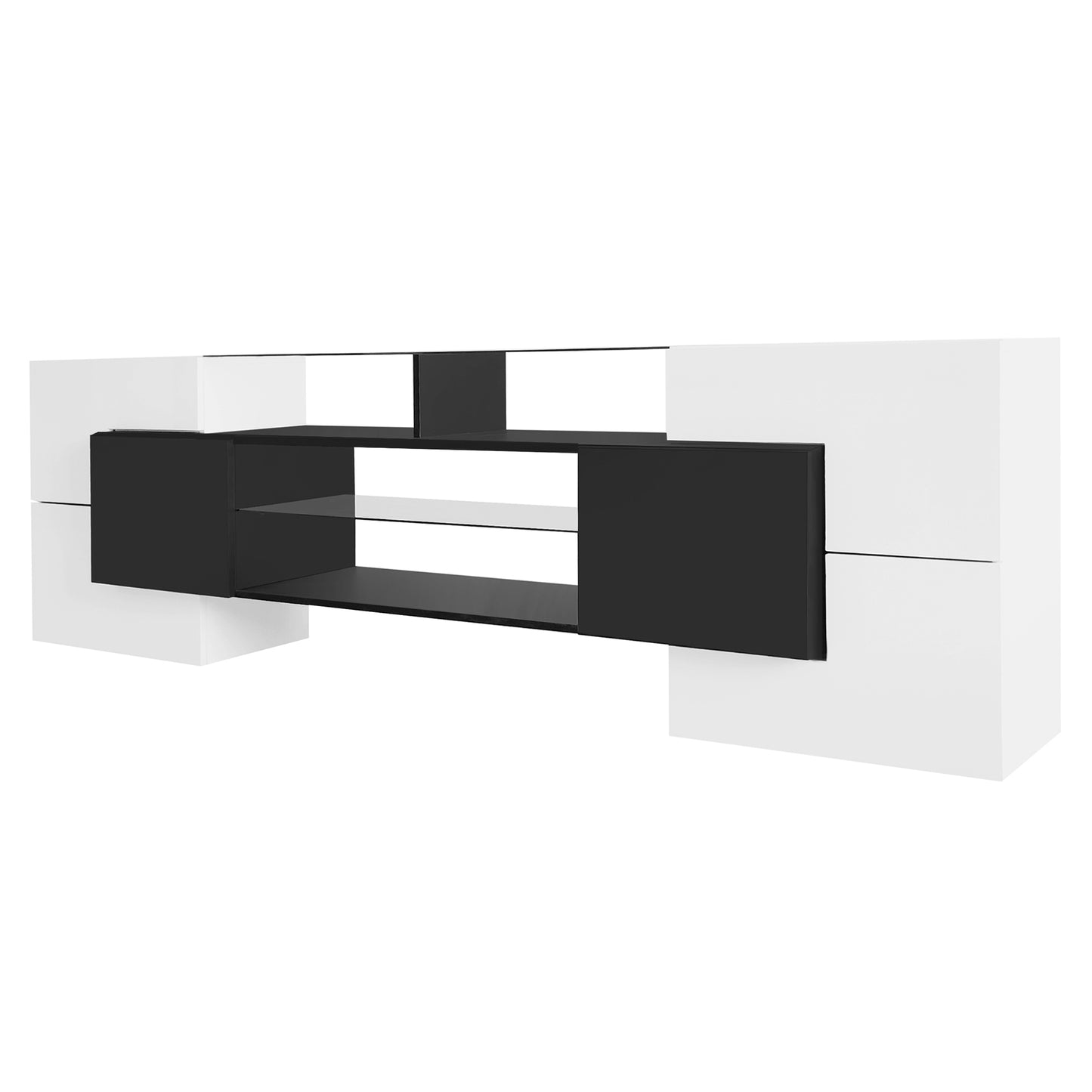 Innovative LED Glass TV Stand with High Gloss Finish and Versatile Storage Options