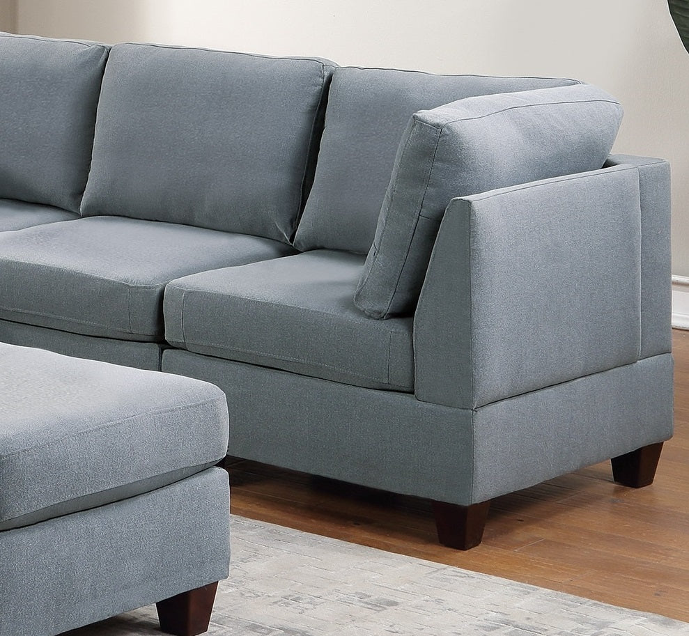 Modular Sectional Sofa Set with Ottoman and Armless Chairs