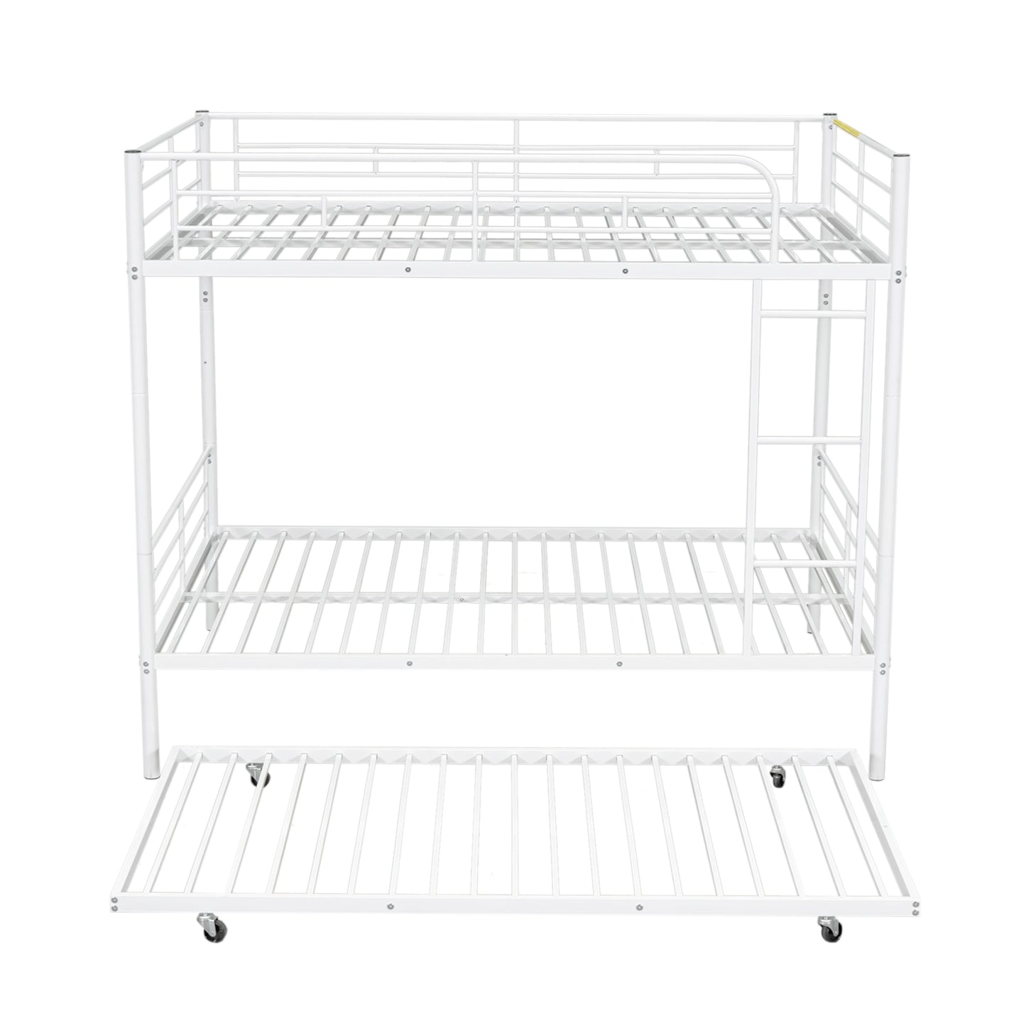 Contemporary White Full Metal Bunk Bed with Trundle