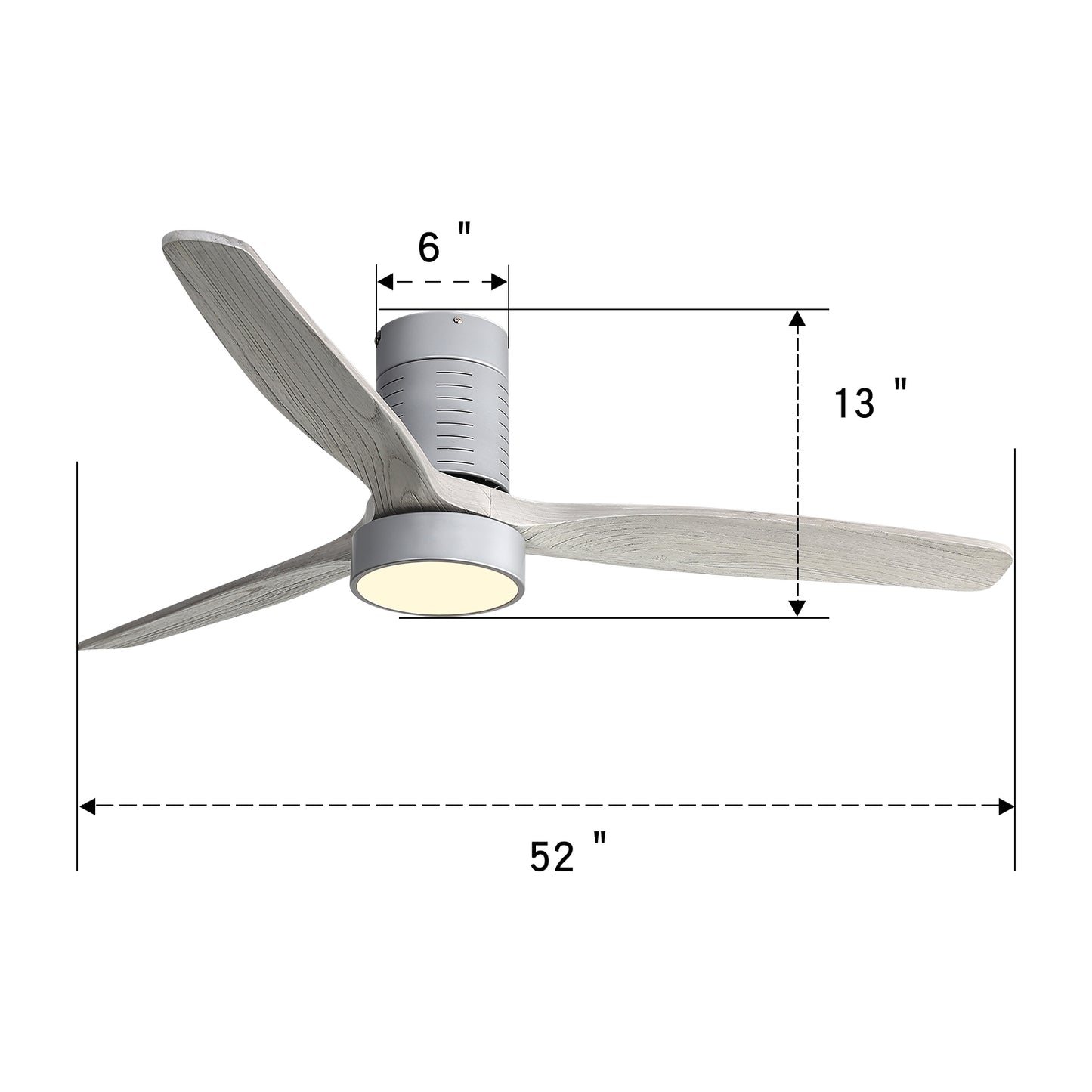 52 Inch Smart DC Remote Control LED Ceiling Fan with Reversible Wood Blades