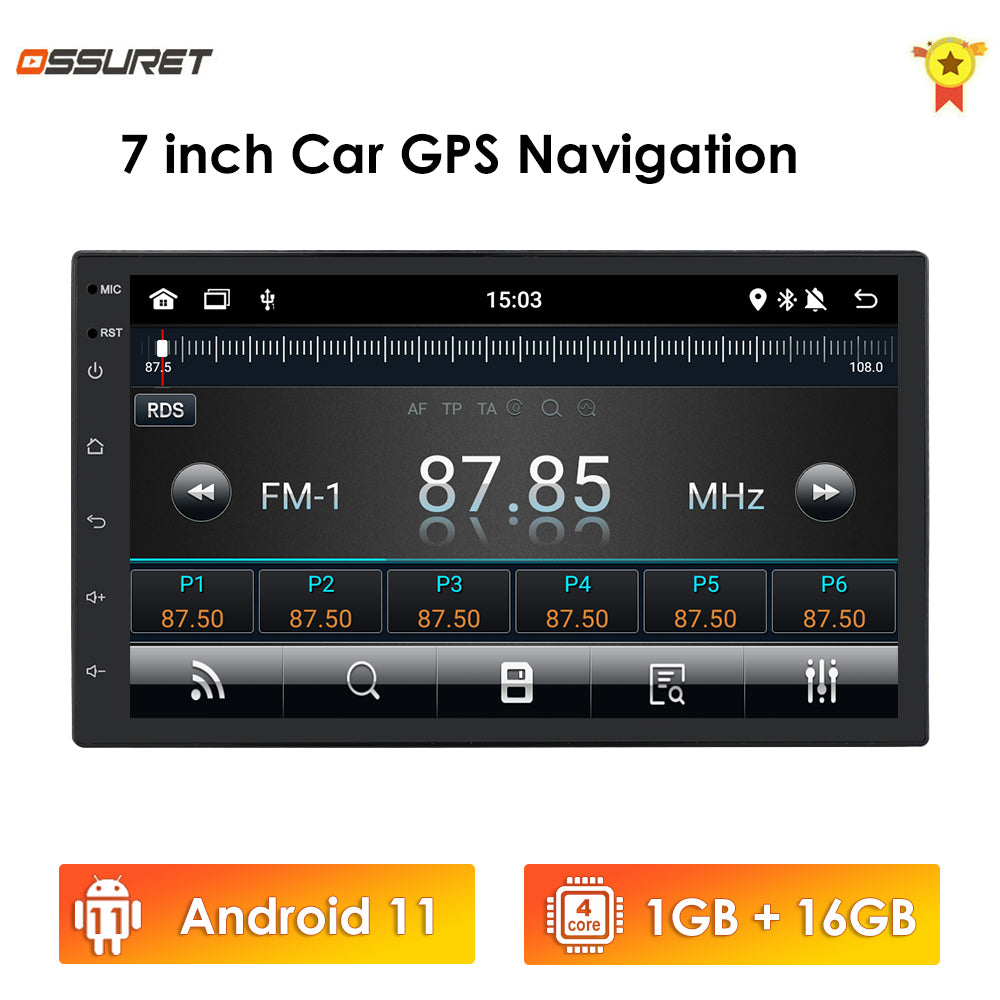 7 inch Double 2Din Touch Screen Car GPS Navigation and Multimedia Player with Android 10 Operating System