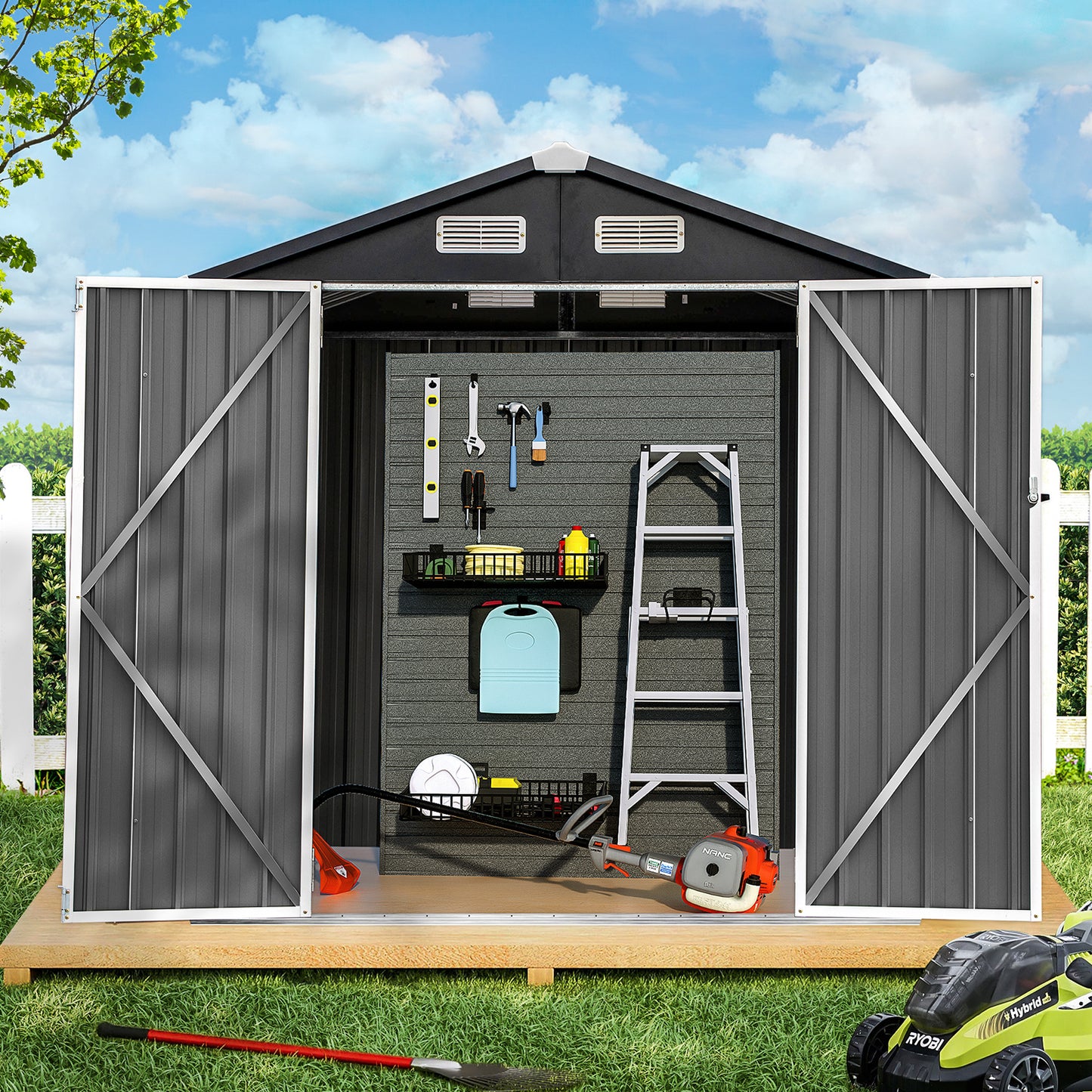 Outdoor Storage Shed, 6x4 ft Metal Sheds & Outdoor Storage Garden Tool Bike Shed with Lockable Door, Waterproof Design for Backyard, Patio, Lawn