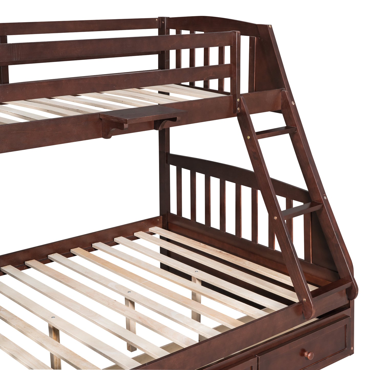 Espresso Twin-Over-Full Bunk Bed with Storage Stairs and Drawers - Versatile Family Sleeping Solution