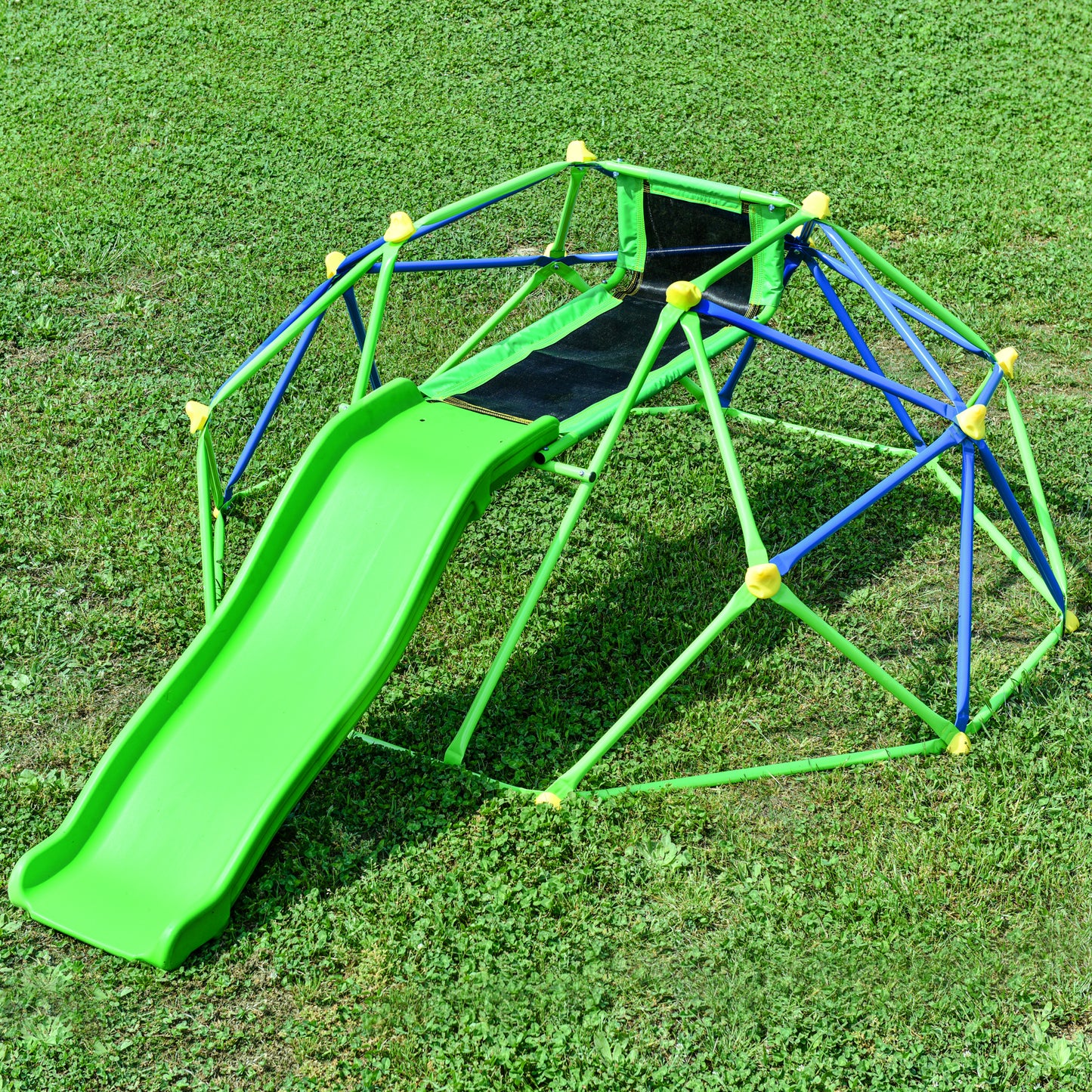 Kids Climbing Dome Jungle Gym with Wave Slide - Outdoor and Indoor Playground for Active Play