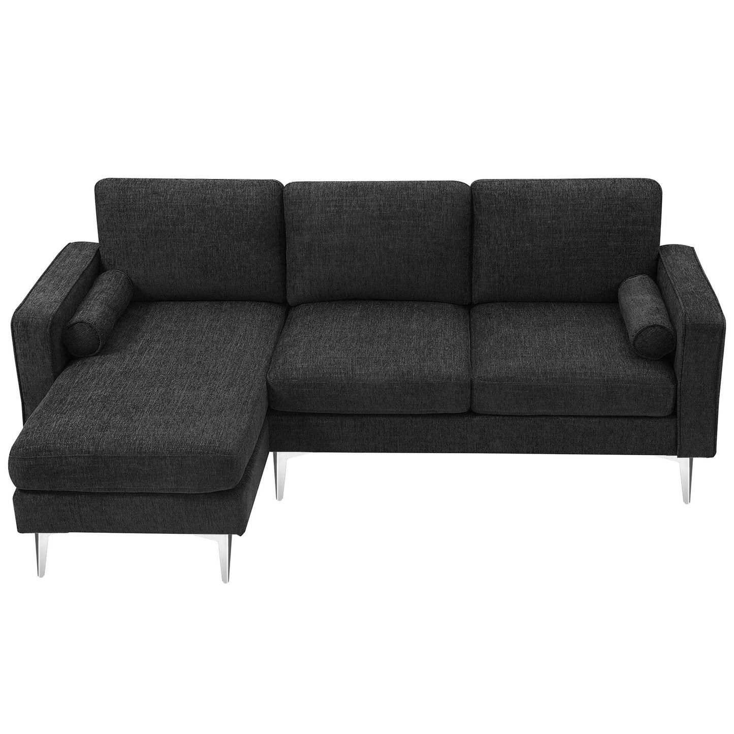 86 L-Shaped Convertible Sectional Sofa with Reversible Chaise and Pillows