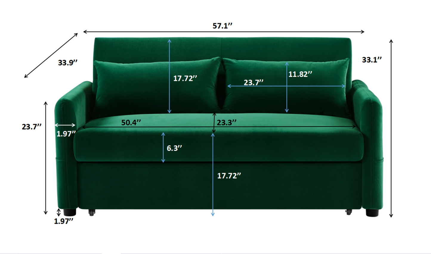 2033 Dark Green Convertible Sofa Chair Bed