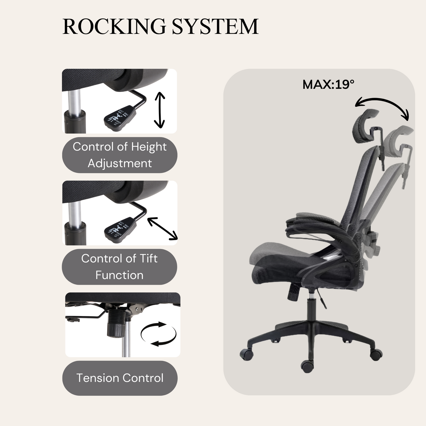 Ergonomic Office Desk Chair,Mesh High Back Computer Chair with Adjustable 3D Headrest & Lumbar Support & Flip-Up Arms Executive/Home/Study/Work Office Desk Chairs with Wheels