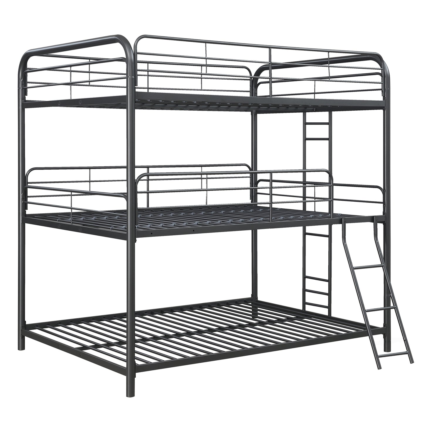 Trio Black Metal Triple Bunk Bed, FULL/FULL/FULL