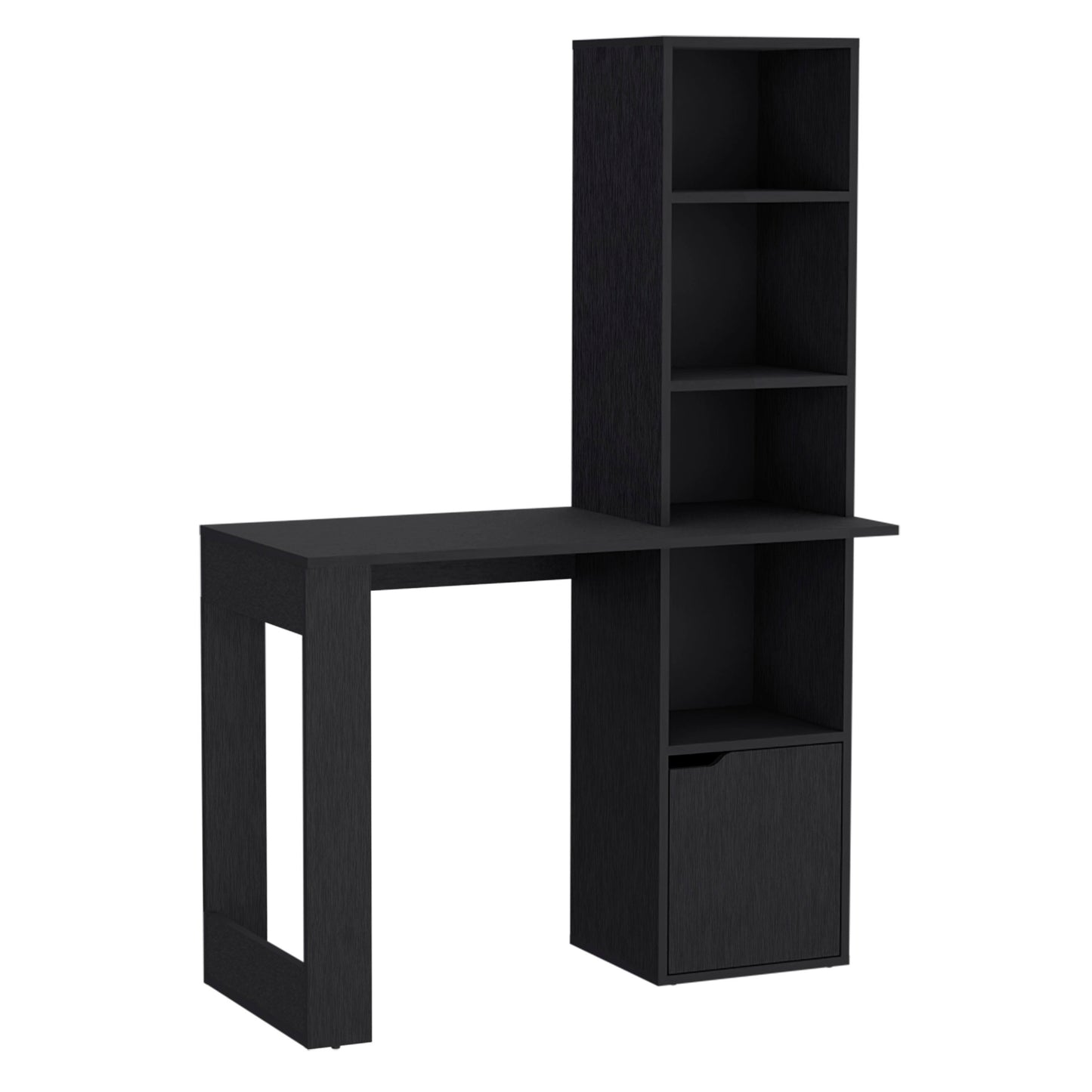 Elegant Black Wengue Office Desk with Bookcase and Lower Cabinet