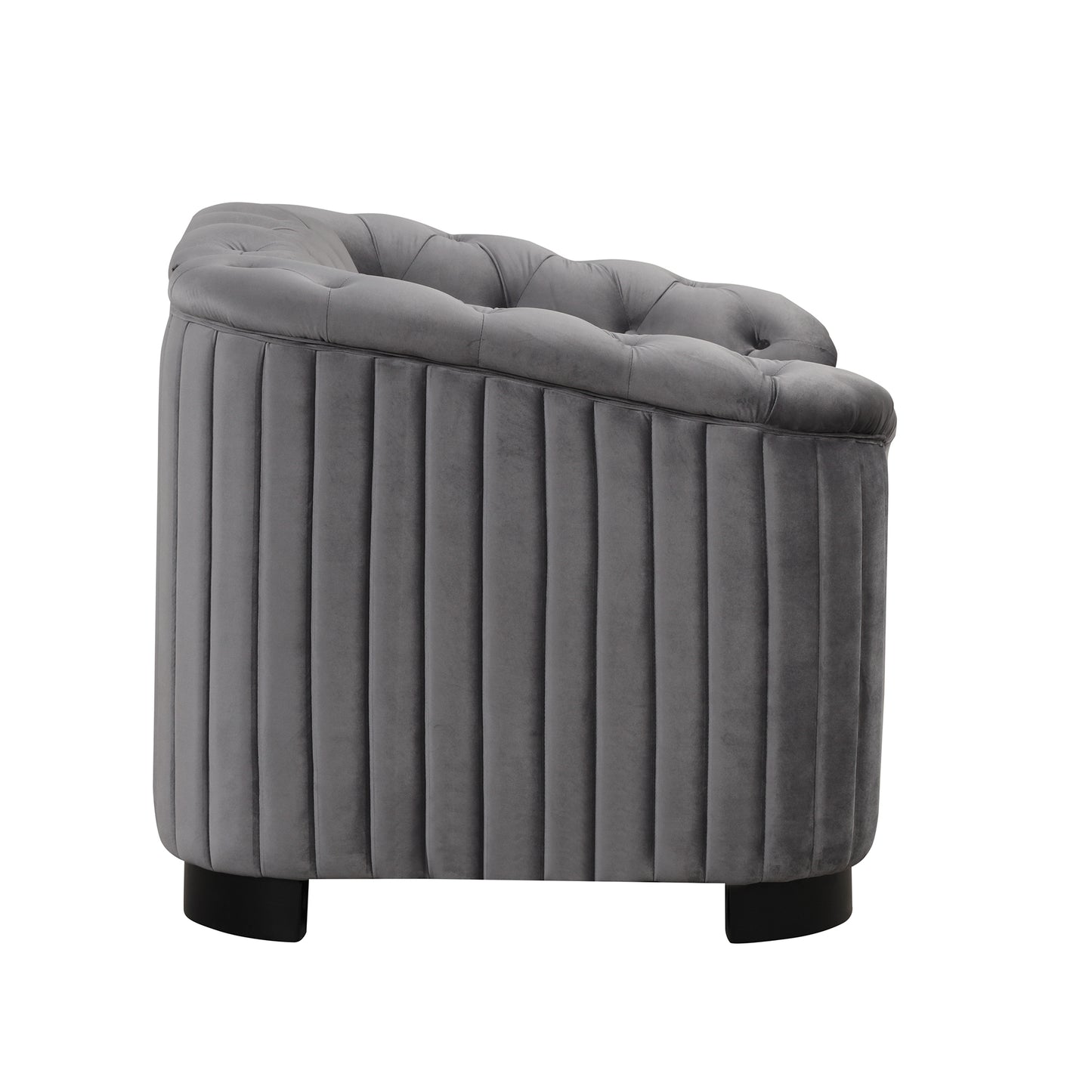 41.5 Gray Velvet Upholstered Accent Sofa with Durable Solid Wood Legs