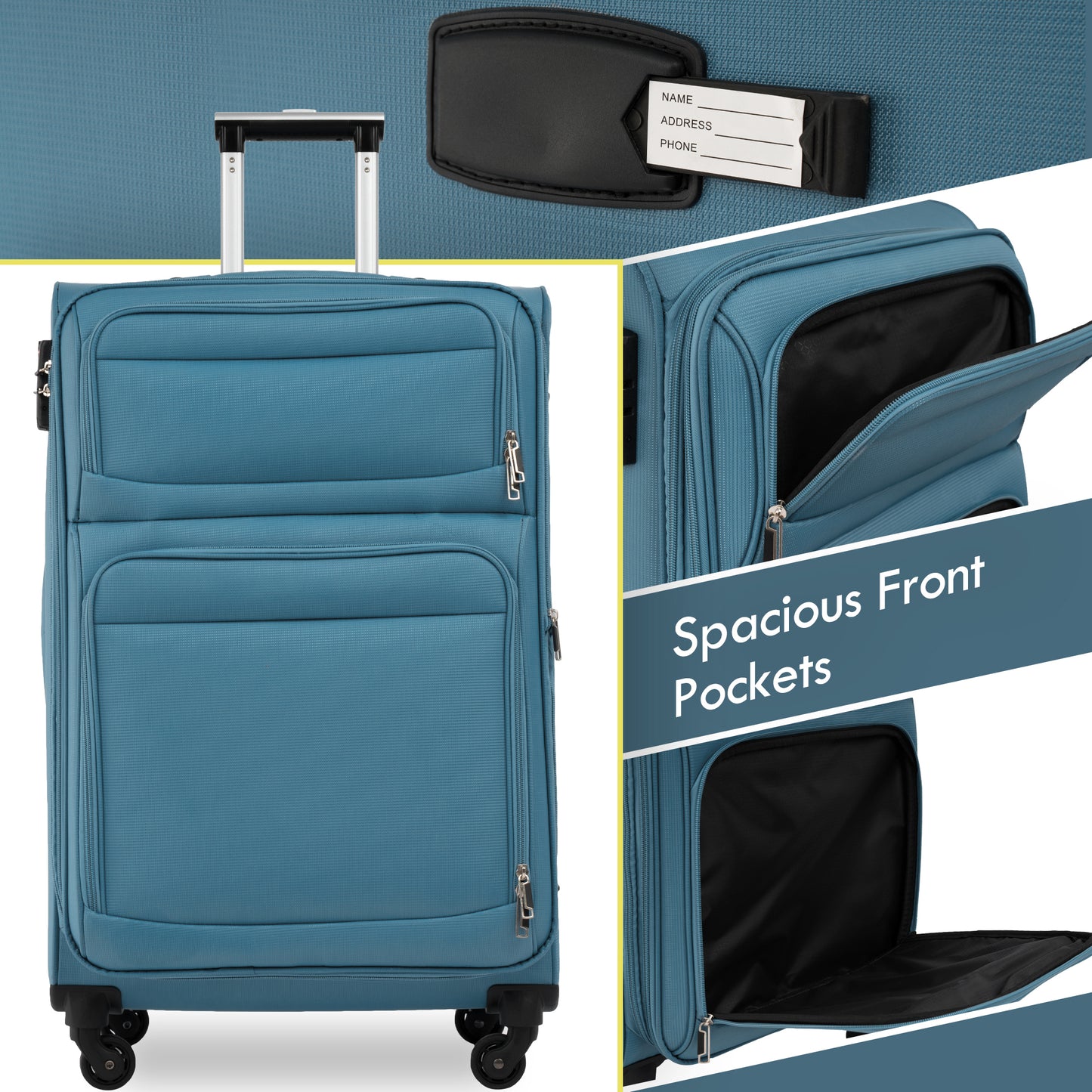 Softside Luggage Expandable 3 Piece Set Suitcase Upright Spinner Softshell Lightweight Luggage Travel Set