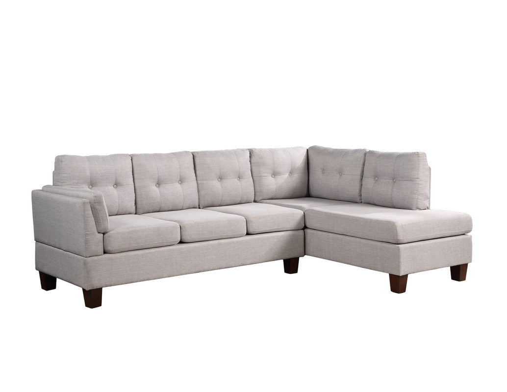 Light Gray Linen Modern Sectional Sofa with Right-Facing Chaise - Dalia Collection