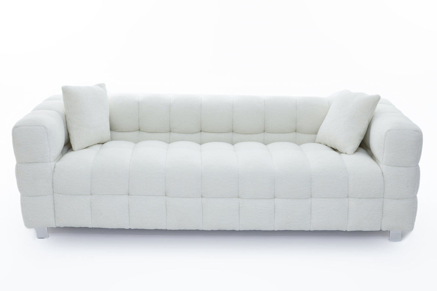 Beige White Sofa with Two Pillows, 81 Inches - Perfect for Living Room and Bedroom