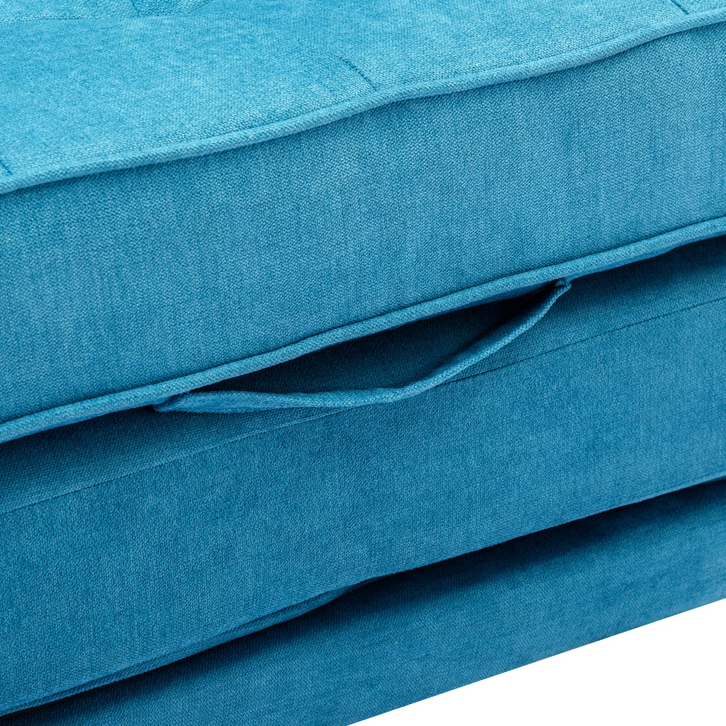 Modern Blue Loveseat Sofa with Pull-Out Bed and Storage Pockets