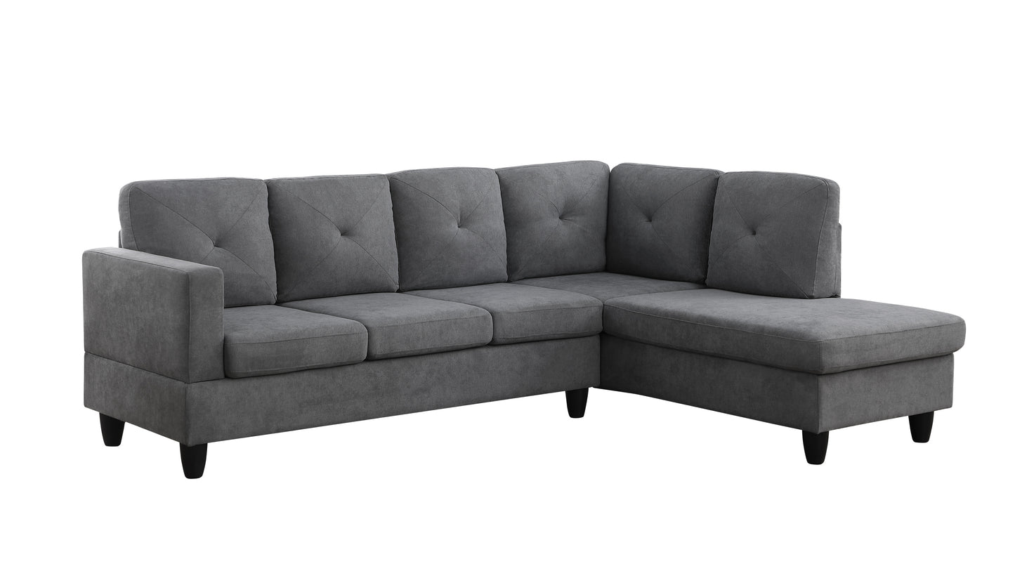 Ivan Charcoal Gray Woven Sectional Couch with Right Facing Chaise