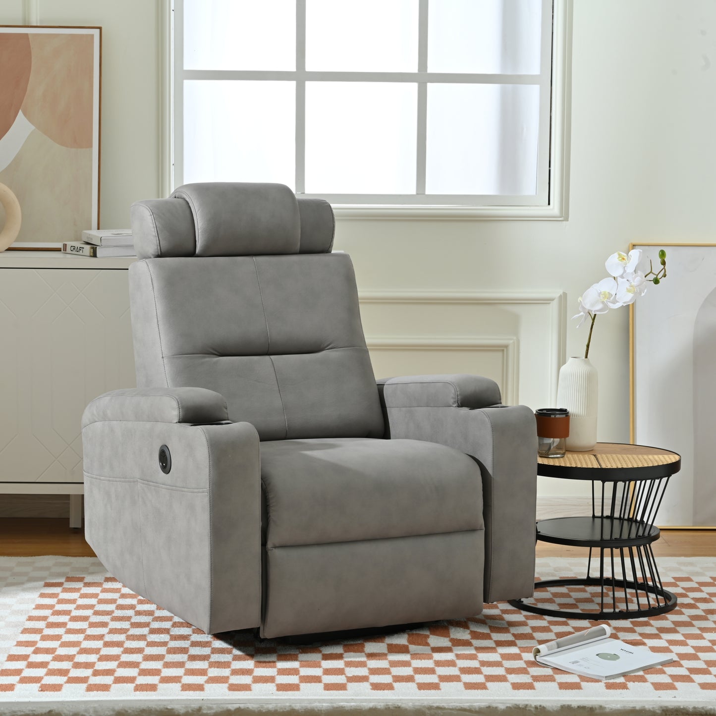 Comfortable Power Lift Recliner Chair for the Elderly with USB Charge Port (Light Gray)