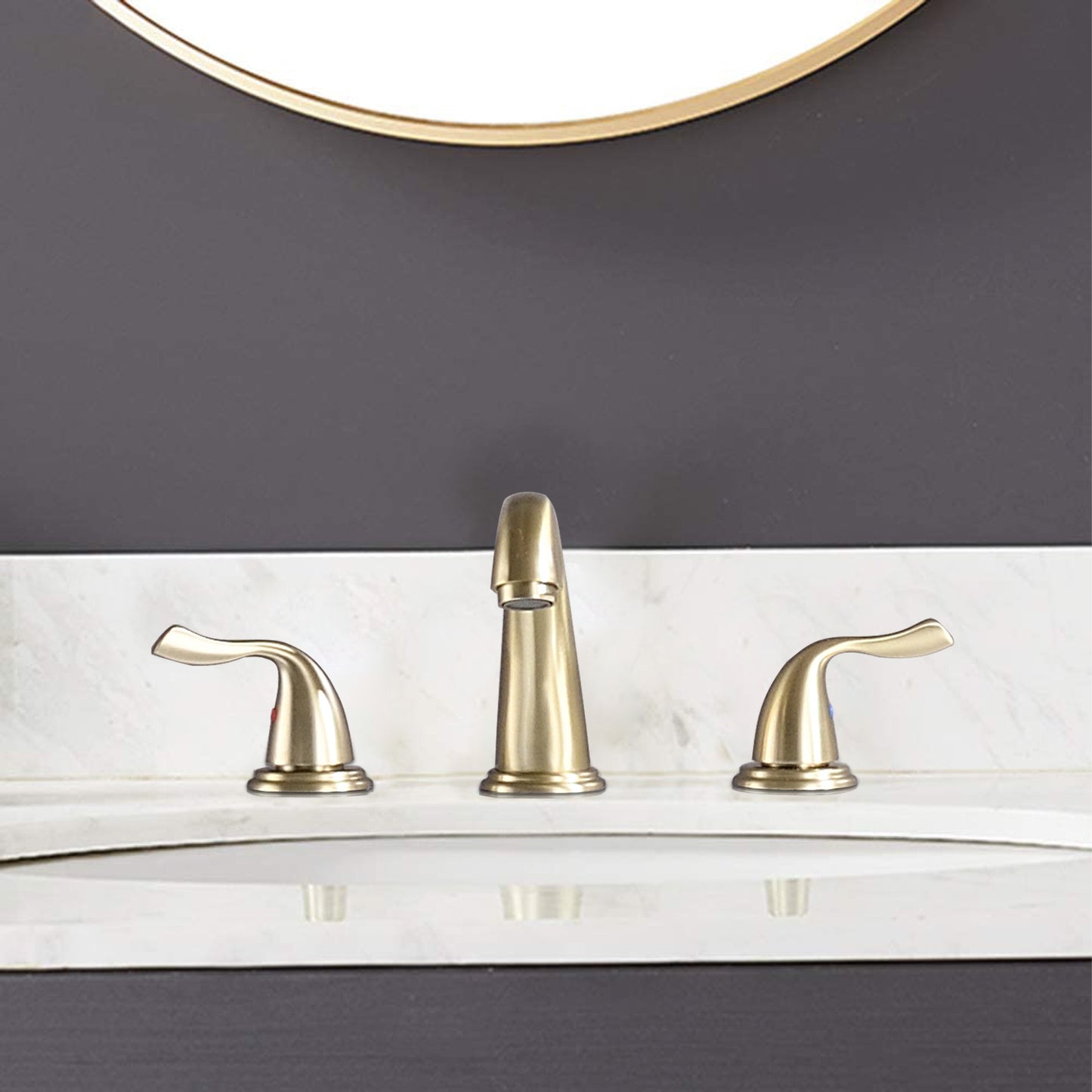 Elegant Brushed Golden Bathroom Sink Faucet with 3 Holes and 2 Handles