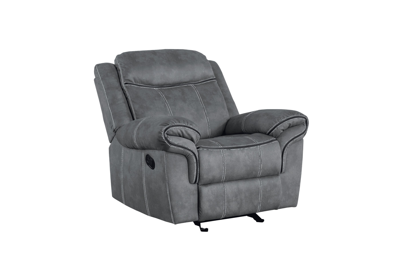 Luxurious Two-Tone Gray Velvet Glider Recliner with Pillow Top Armrest