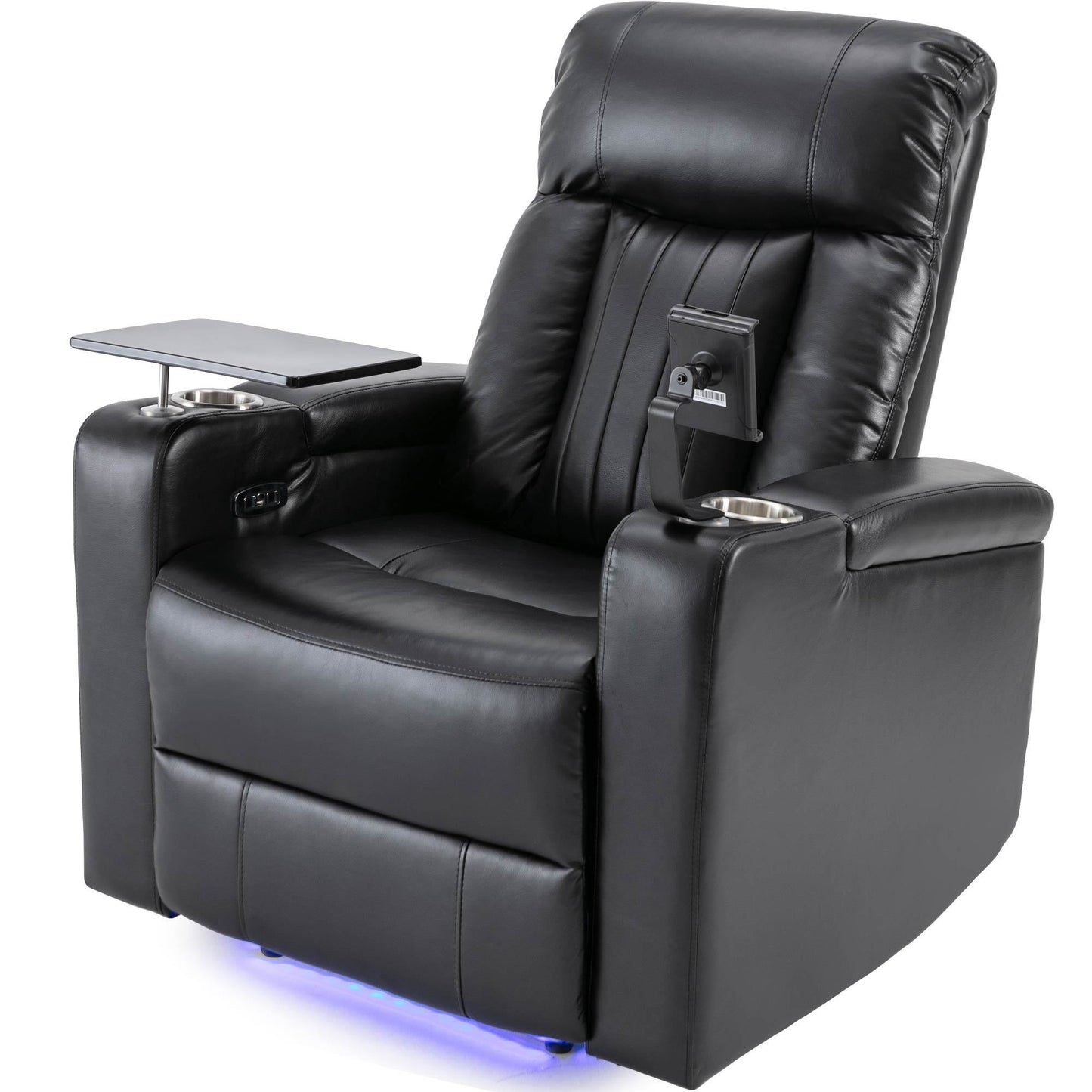 Ultimate Comfort Power Recliner with Storage Arms and Swivel Tray Table, Black