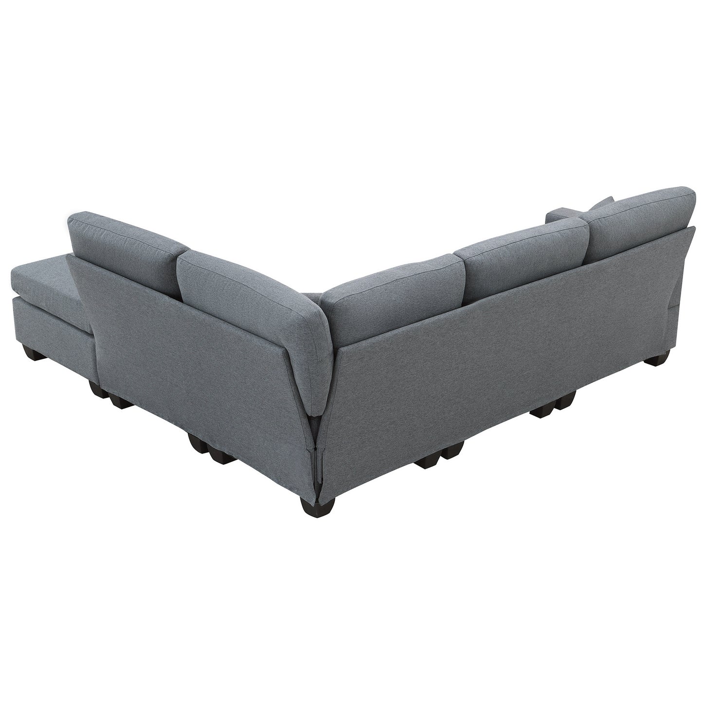 Modern L-Shaped Sectional Sofa Set with Convertible Ottoman and 2 Pillows