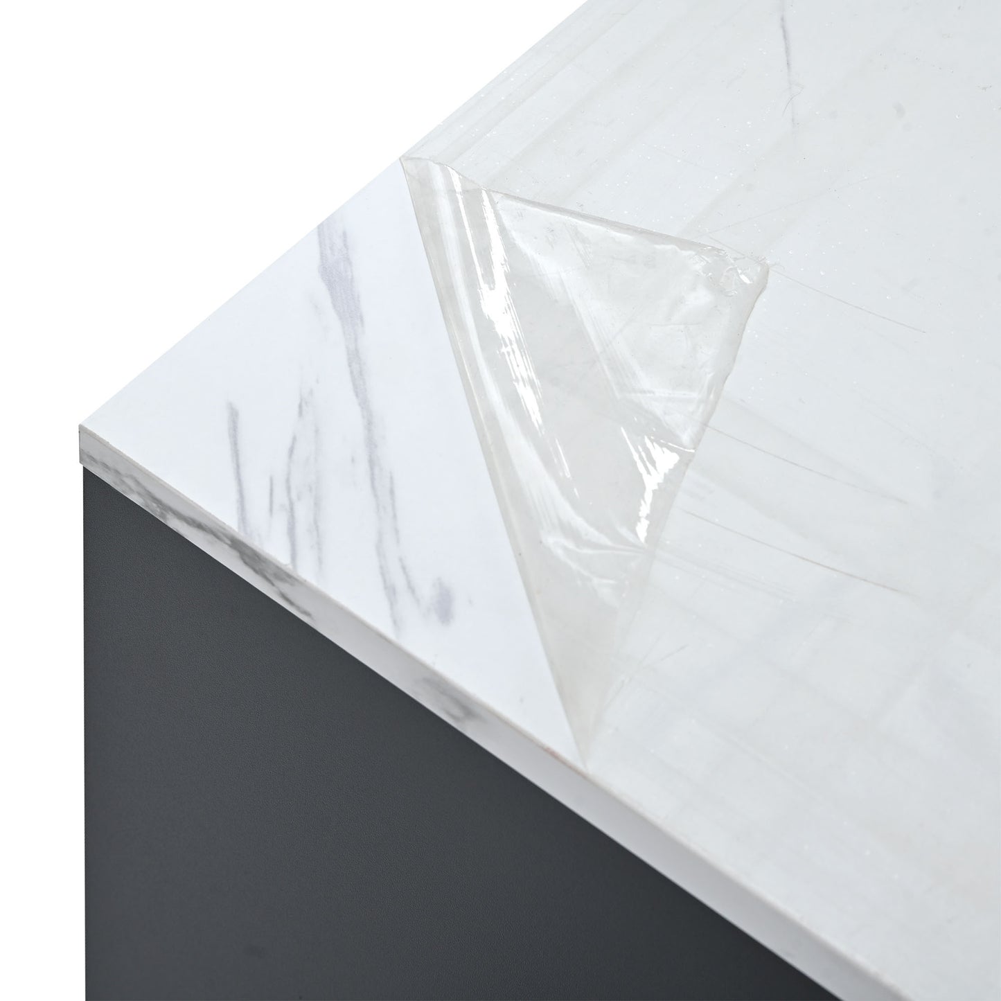 Luxurious Marble Design Coffee Table with Convenient Mobility, Ample Storage, and Modern Appeal